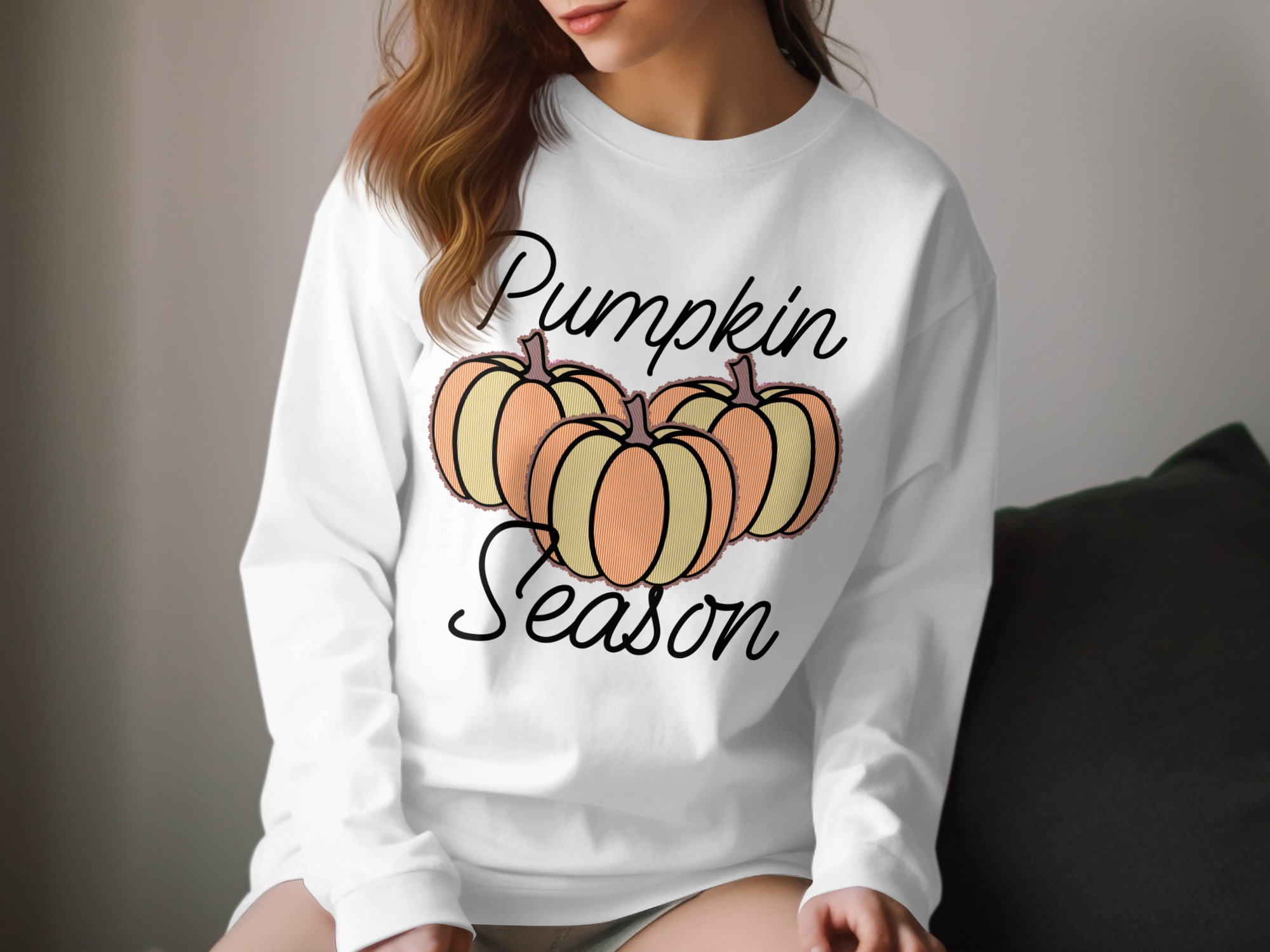 Pumpkin Season Long Sleeve T-Shirt, Fall Apparel, Autumn Vibes, Thanksgiving Shirt, Harvest, Trendy Shirt, Seasonal Fashion, Gift Idea