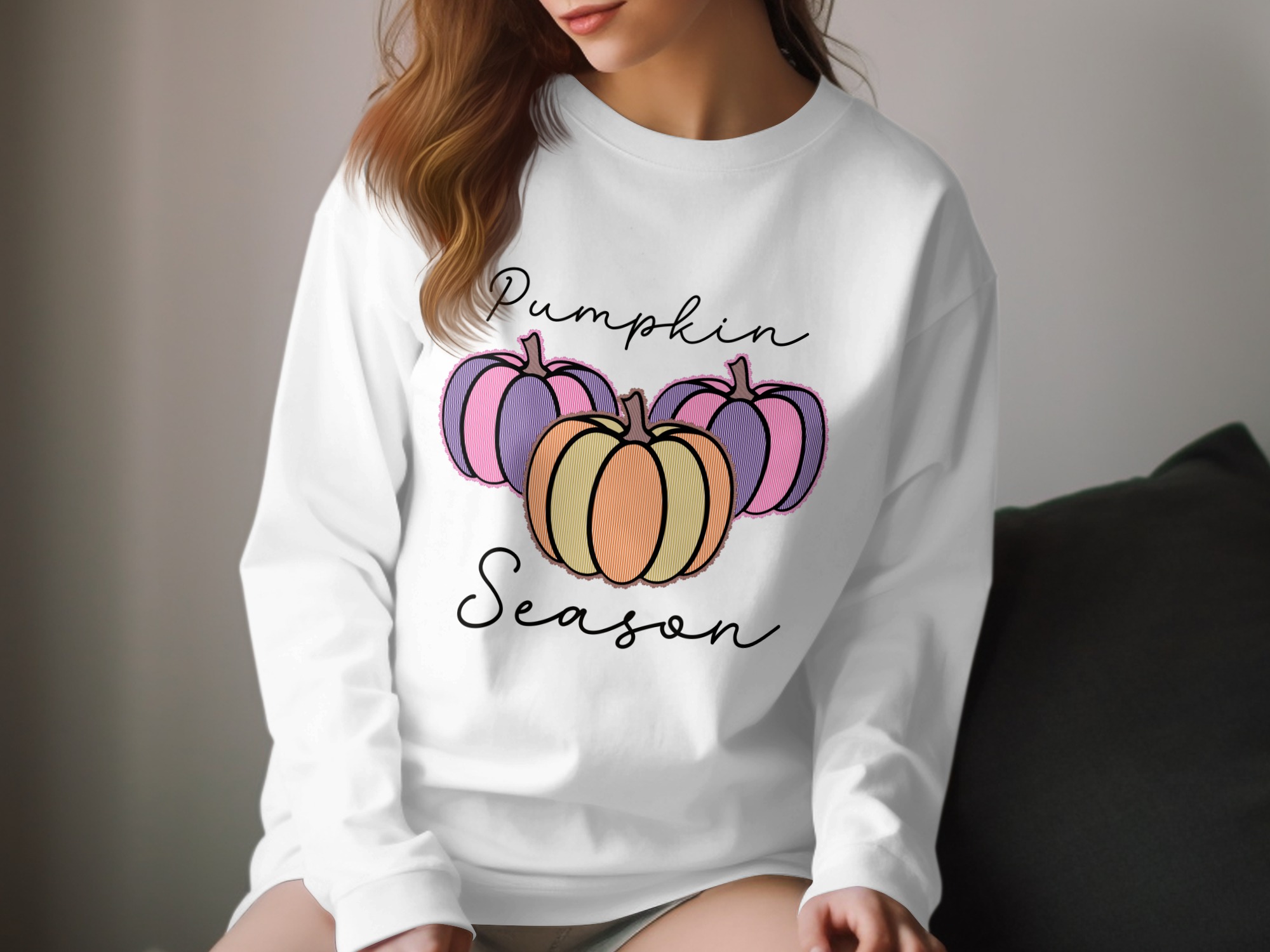 Pumpkin Season Long Sleeve T-Shirt, Fall Apparel, Autumn Shirt, Halloween Outfit, Thanksgiving Clothing, Holiday Gift, Cute Pumpkins
