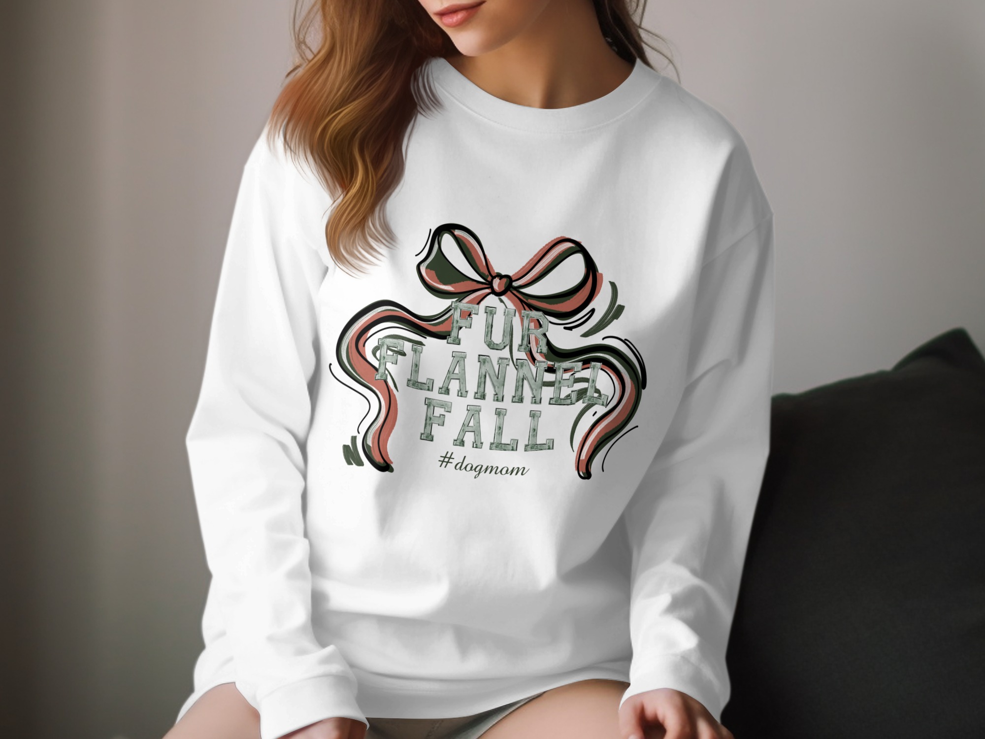 Fur Flannel Fall Long Sleeve T-Shirt, Dog Mom Shirt, Autumn Apparel, Cozy Season, Dog Lover Gift, Trendy Fall Fashion, Women Long Sleeve