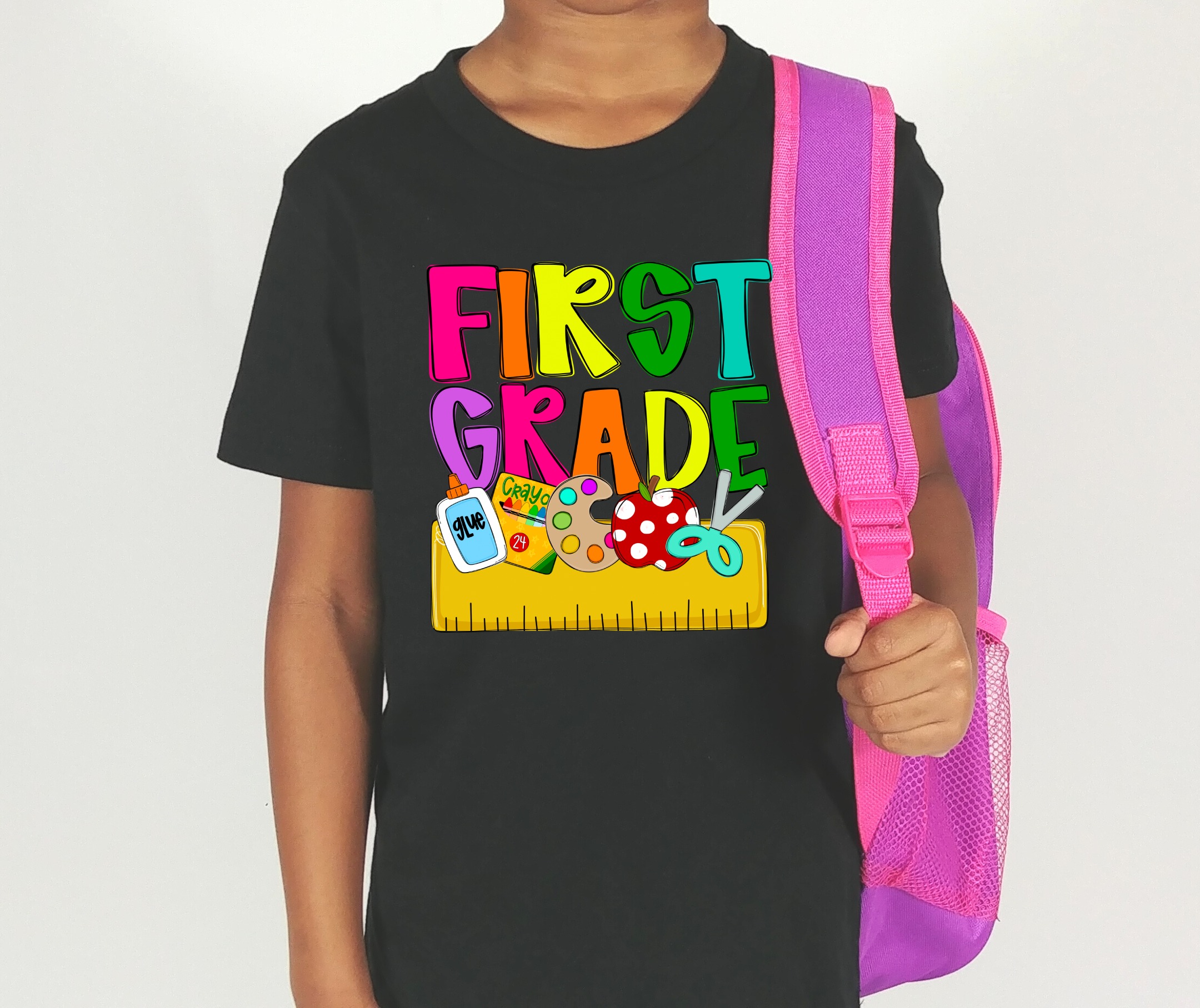 First Grade T-Shirt, Back to School Shirt, Colorful School Supplies Tee, 1st Grade Shirt, Elementary School, Teacher Gift, Kids Clothes - Image 4