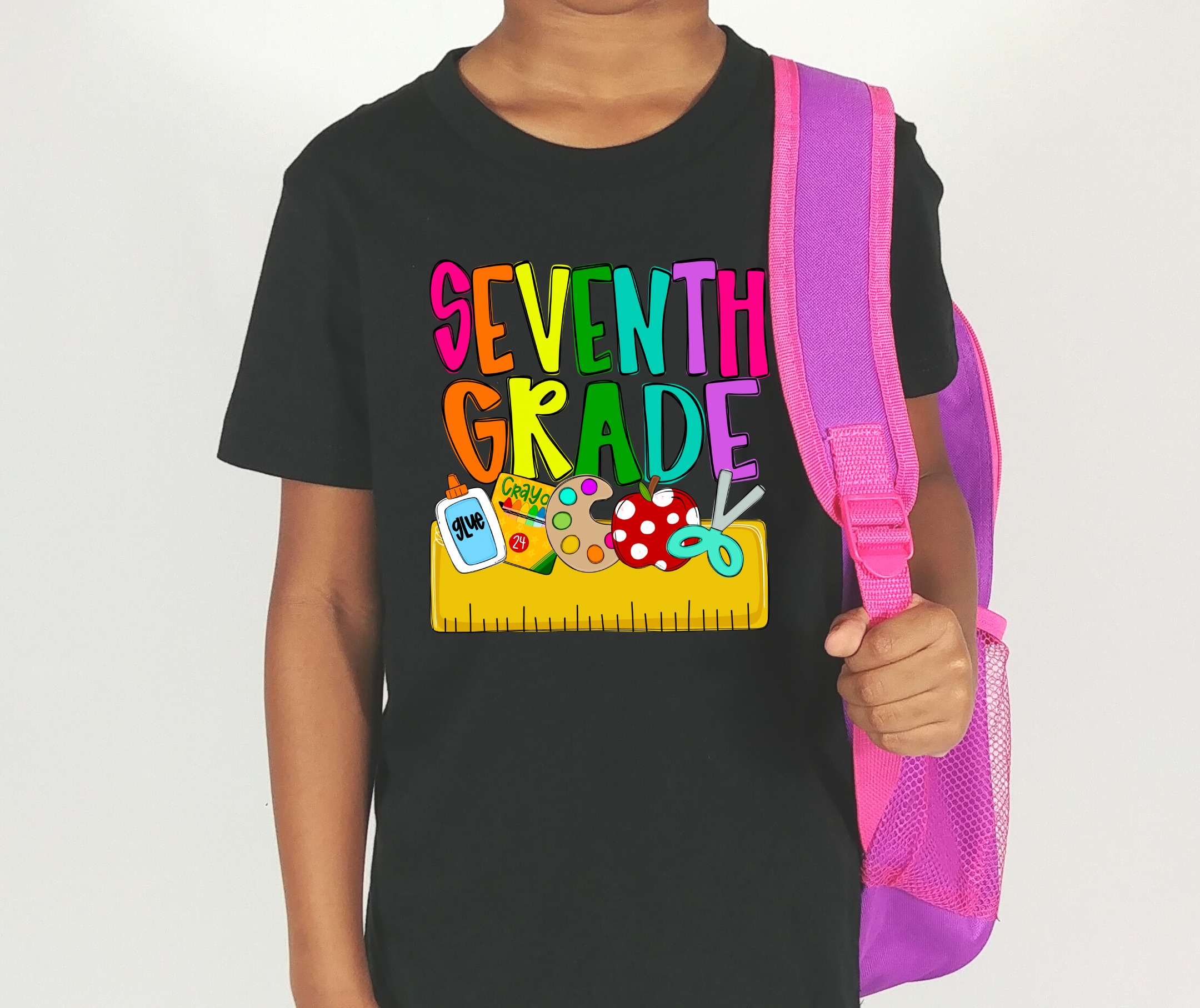Seventh Grade T-Shirt, Back To School Shirt, Colorful School Supplies Tee, Seventh Grade Student Gift, Teacher Shirt, Graduation T-Shirt - Image 4