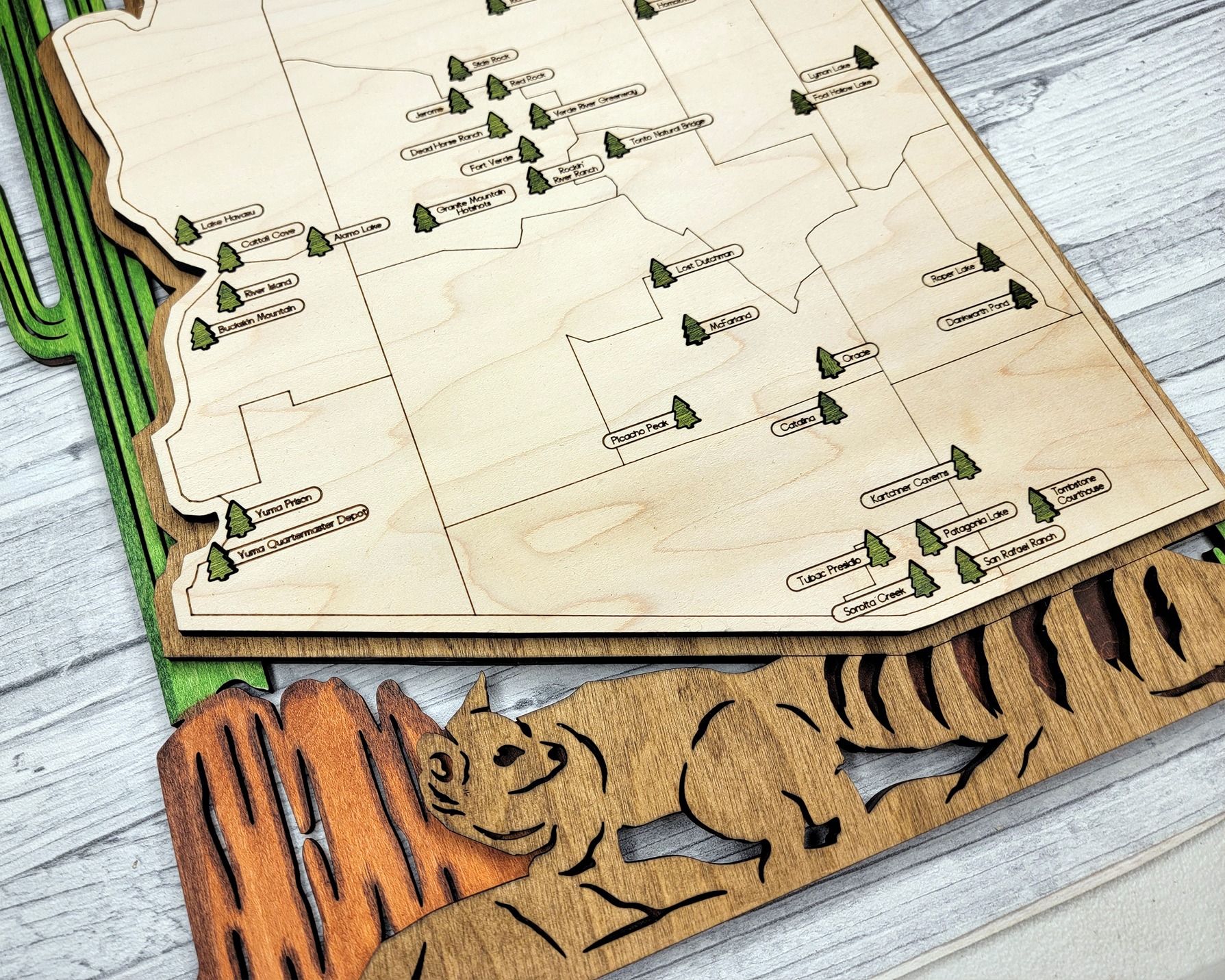 Arizona Custom State Park Travel Map Sign, Natural Wood Sign, Arizona State Parks Travel Map, Personalized Arizona Tracker Map - Image 7