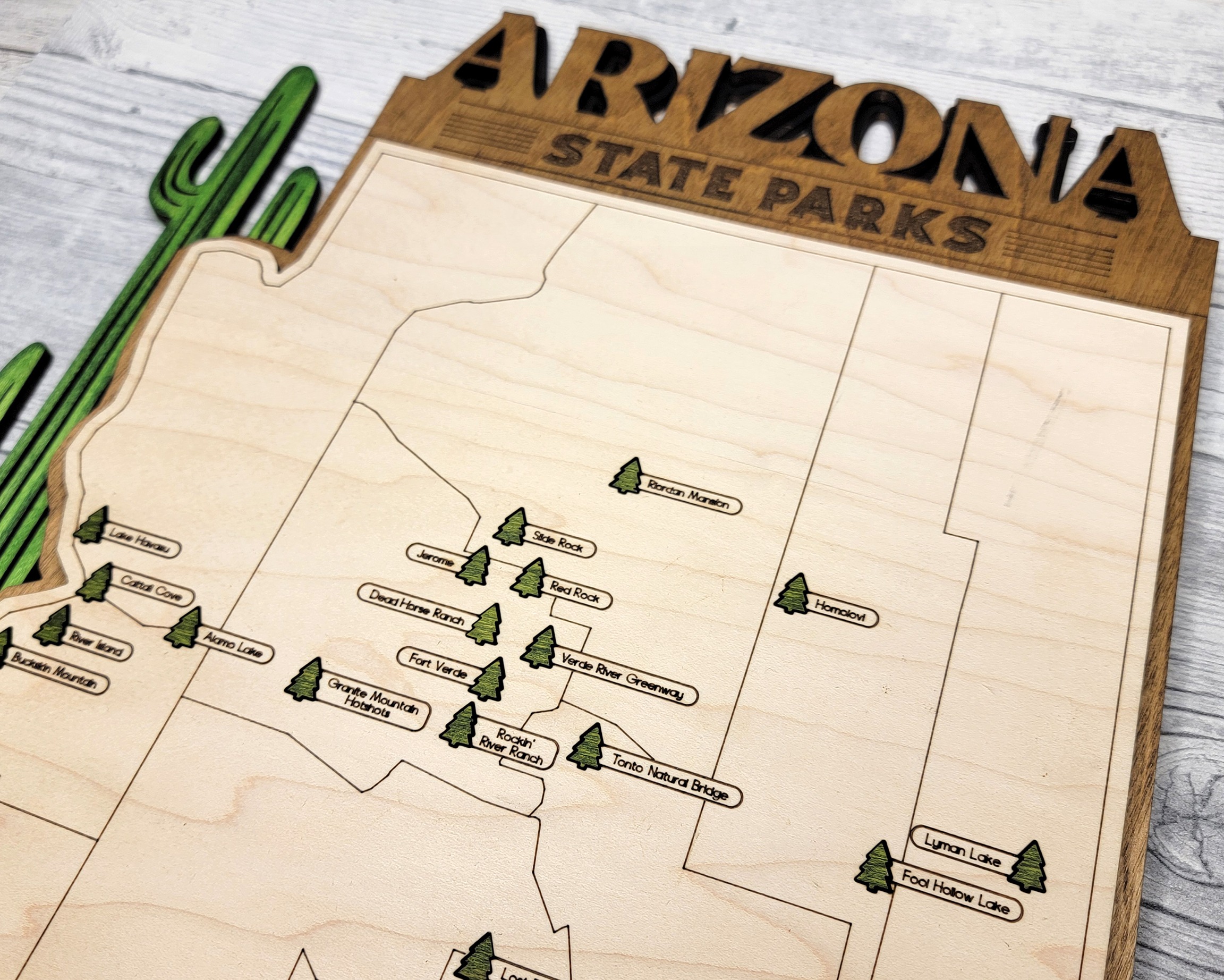 Arizona Custom State Park Travel Map Sign, Natural Wood Sign, Arizona State Parks Travel Map, Personalized Arizona Tracker Map - Image 5