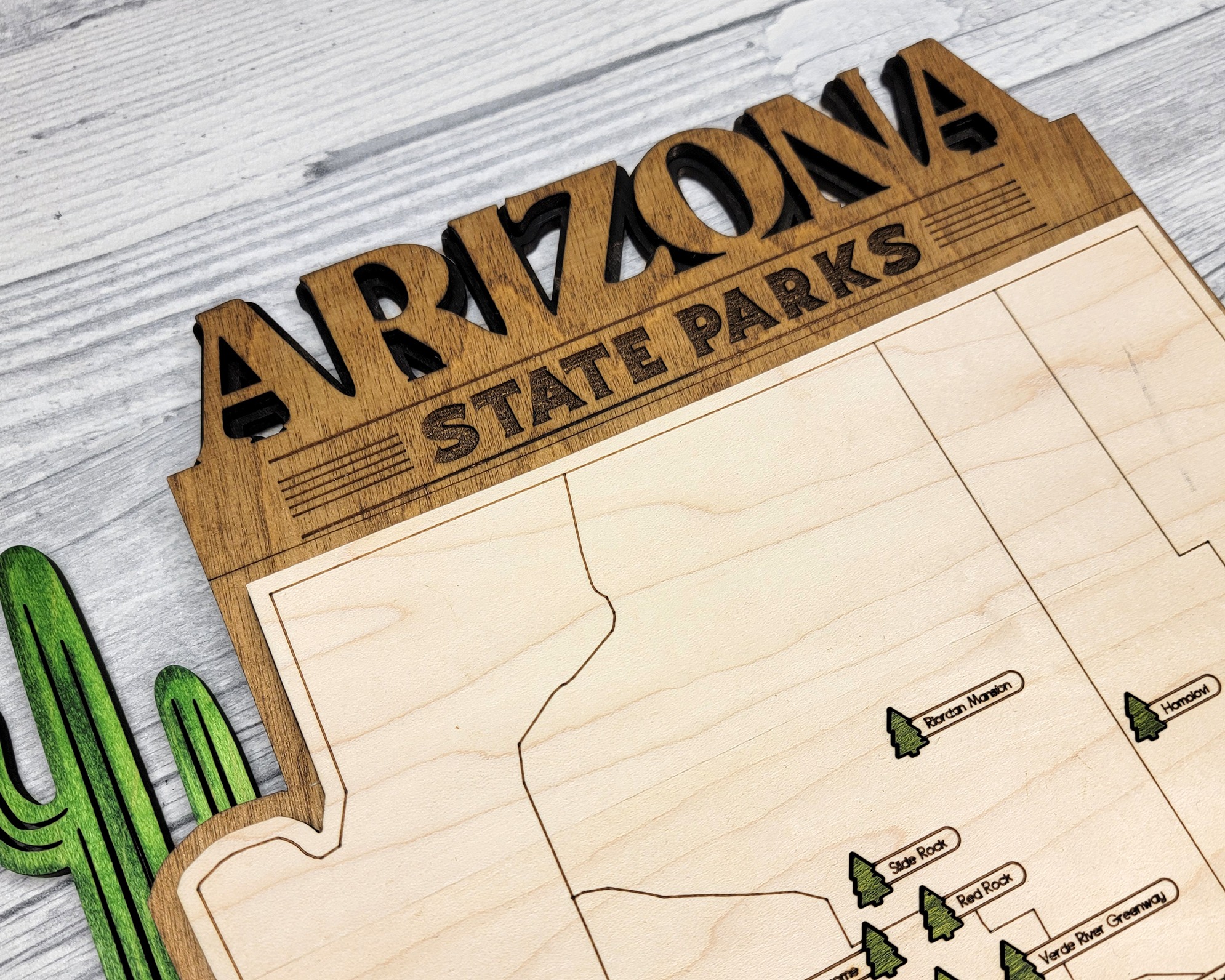 Arizona Custom State Park Travel Map Sign, Natural Wood Sign, Arizona State Parks Travel Map, Personalized Arizona Tracker Map - Image 3