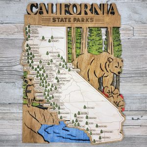 California Custom State Park Travel Map Sign, Natural Wood Sign, California State Parks Travel Map, Personalized California Tracker Map