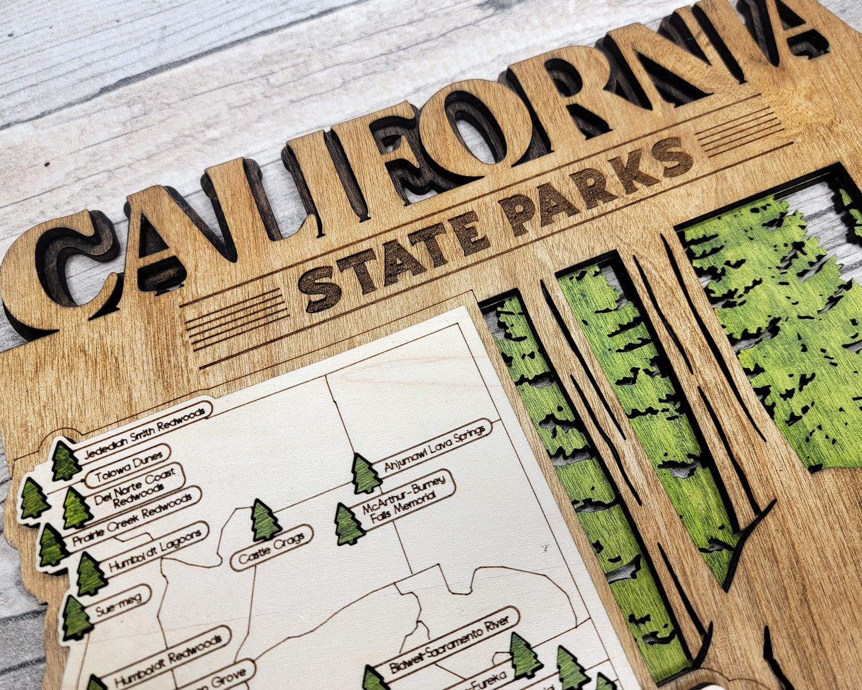 California Custom State Park Travel Map Sign, Natural Wood Sign, California State Parks Travel Map, Personalized California Tracker Map - Image 8