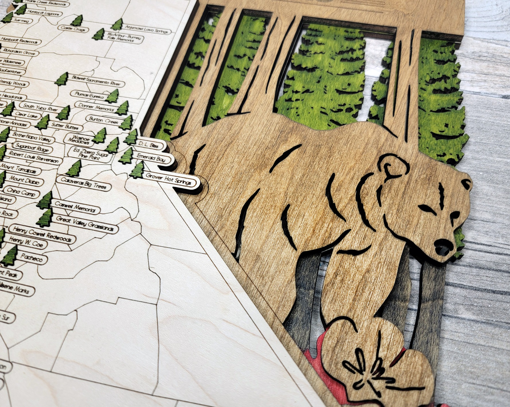 California Custom State Park Travel Map Sign, Natural Wood Sign, California State Parks Travel Map, Personalized California Tracker Map - Image 7