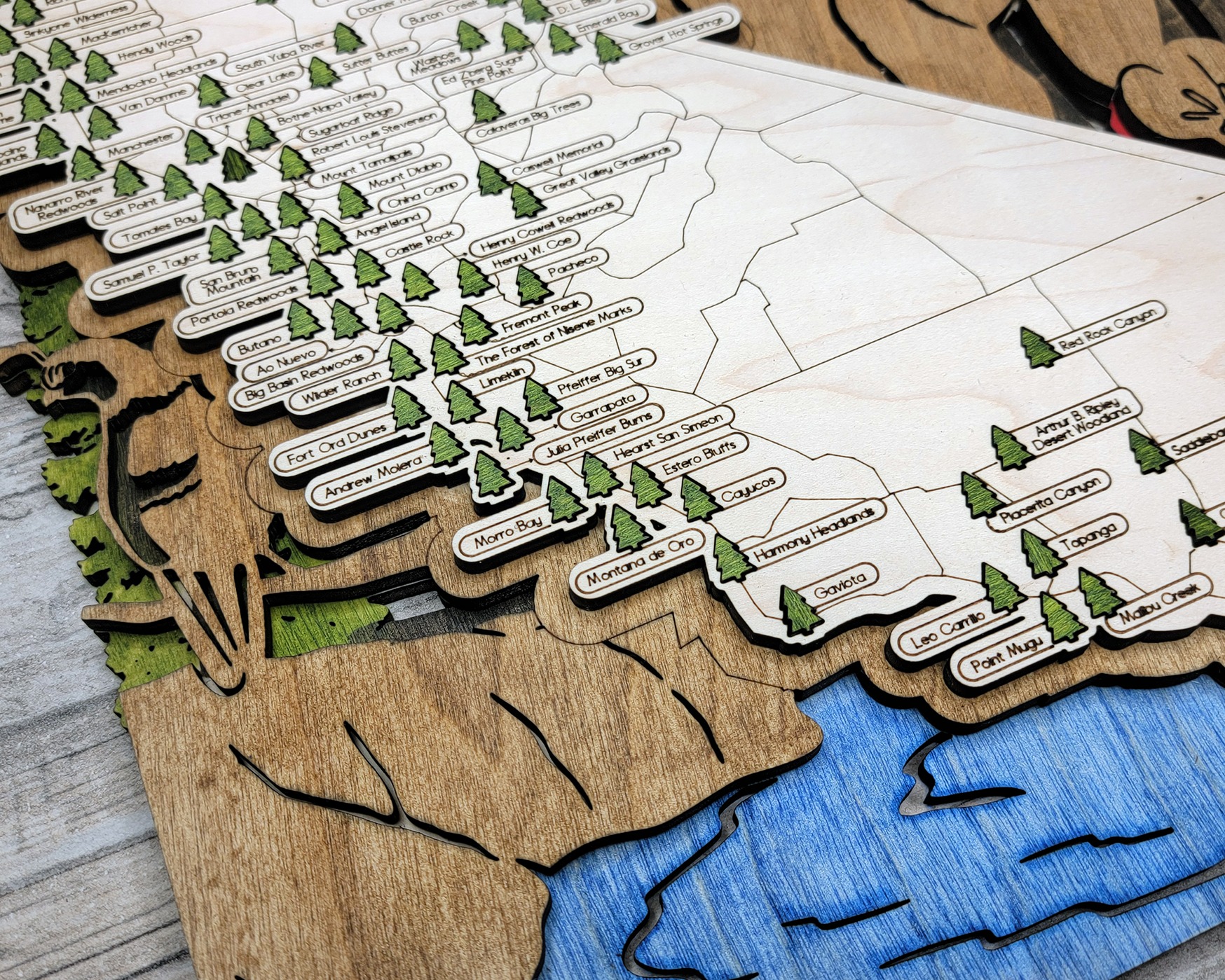 California Custom State Park Travel Map Sign, Natural Wood Sign, California State Parks Travel Map, Personalized California Tracker Map - Image 5