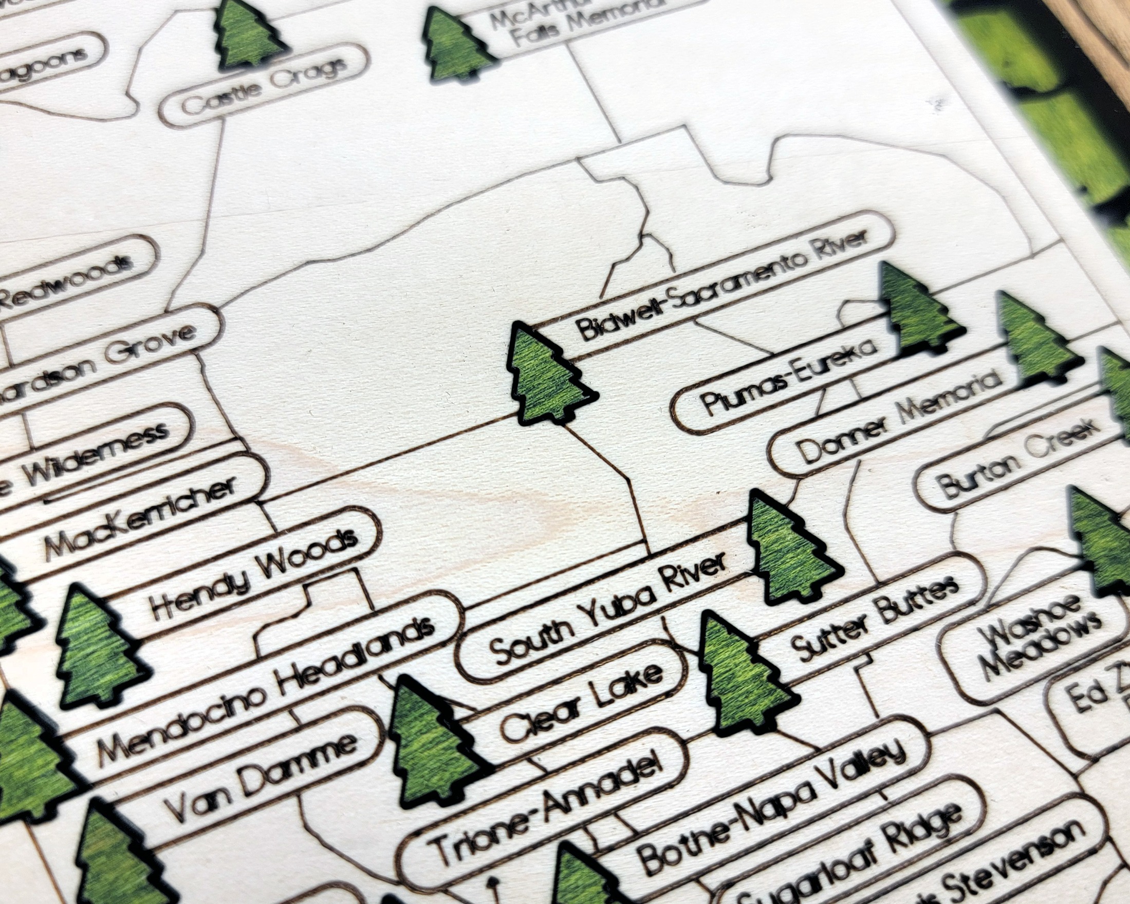 California Custom State Park Travel Map Sign, Natural Wood Sign, California State Parks Travel Map, Personalized California Tracker Map - Image 3
