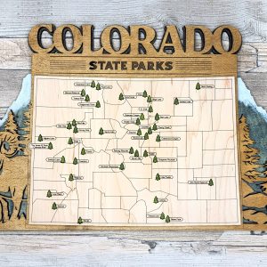 Colorado Custom State Park Travel Map Sign, Natural Wood Sign, Colorado State Parks Travel Map, Personalized Colorado Tracker Map