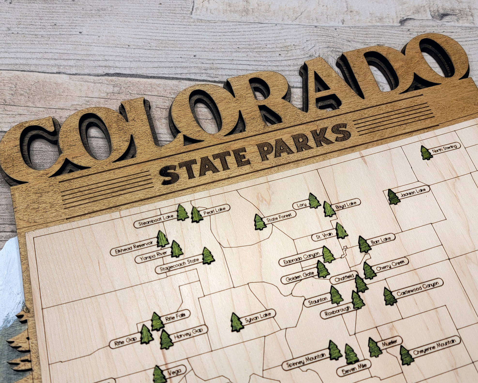 Colorado Custom State Park Travel Map Sign, Natural Wood Sign, Colorado State Parks Travel Map, Personalized Colorado Tracker Map - Image 6