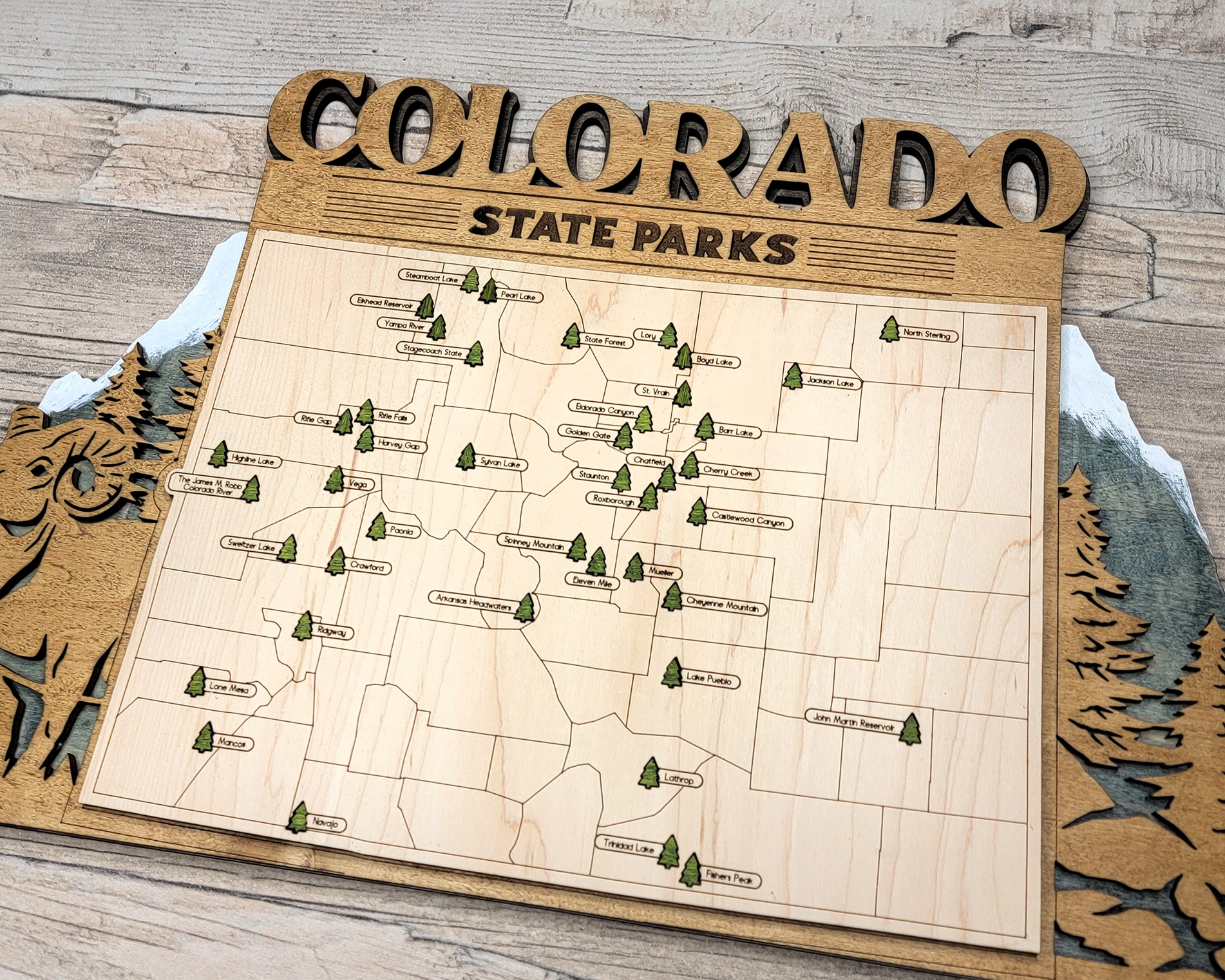 Colorado Custom State Park Travel Map Sign, Natural Wood Sign, Colorado State Parks Travel Map, Personalized Colorado Tracker Map - Image 5