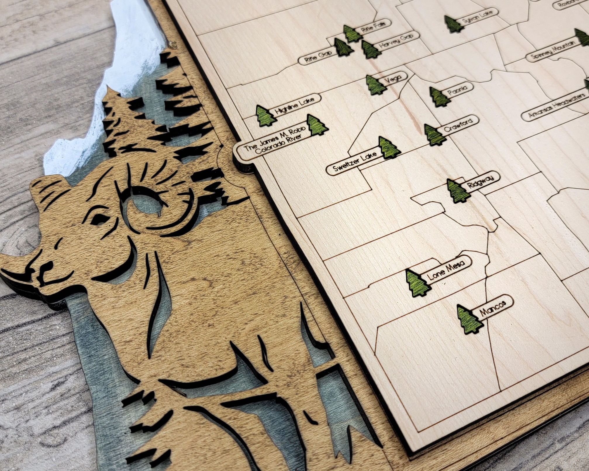 Colorado Custom State Park Travel Map Sign, Natural Wood Sign, Colorado State Parks Travel Map, Personalized Colorado Tracker Map - Image 4