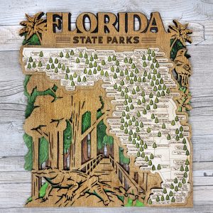 Florida Custom State Park Travel Map Sign, Natural Wood Sign, Florida State Parks Travel Map, Personalized Florida Tracker Map