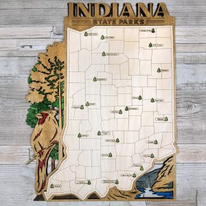 Indiana Custom State Park Travel Map Sign, Natural Wood Sign, Indiana State Parks Travel Map, Personalized Indiana Tracker Map