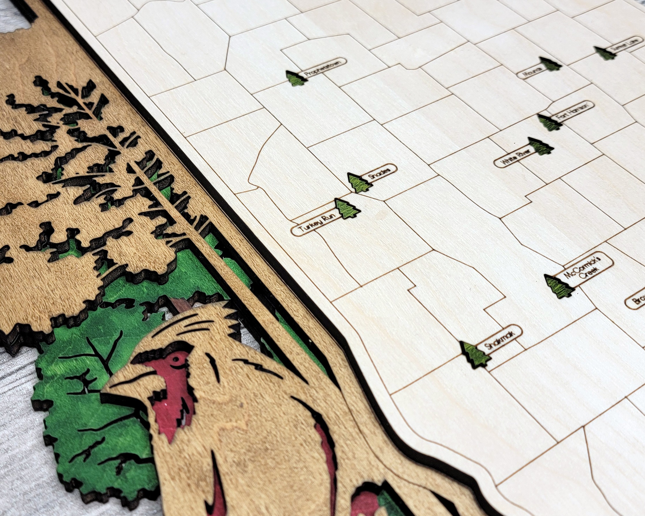 Indiana Custom State Park Travel Map Sign, Natural Wood Sign, Indiana State Parks Travel Map, Personalized Indiana Tracker Map - Image 6