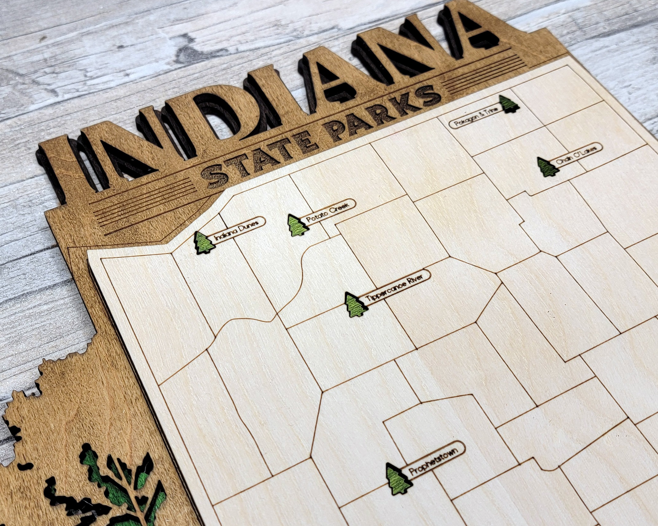 Indiana Custom State Park Travel Map Sign, Natural Wood Sign, Indiana State Parks Travel Map, Personalized Indiana Tracker Map - Image 5