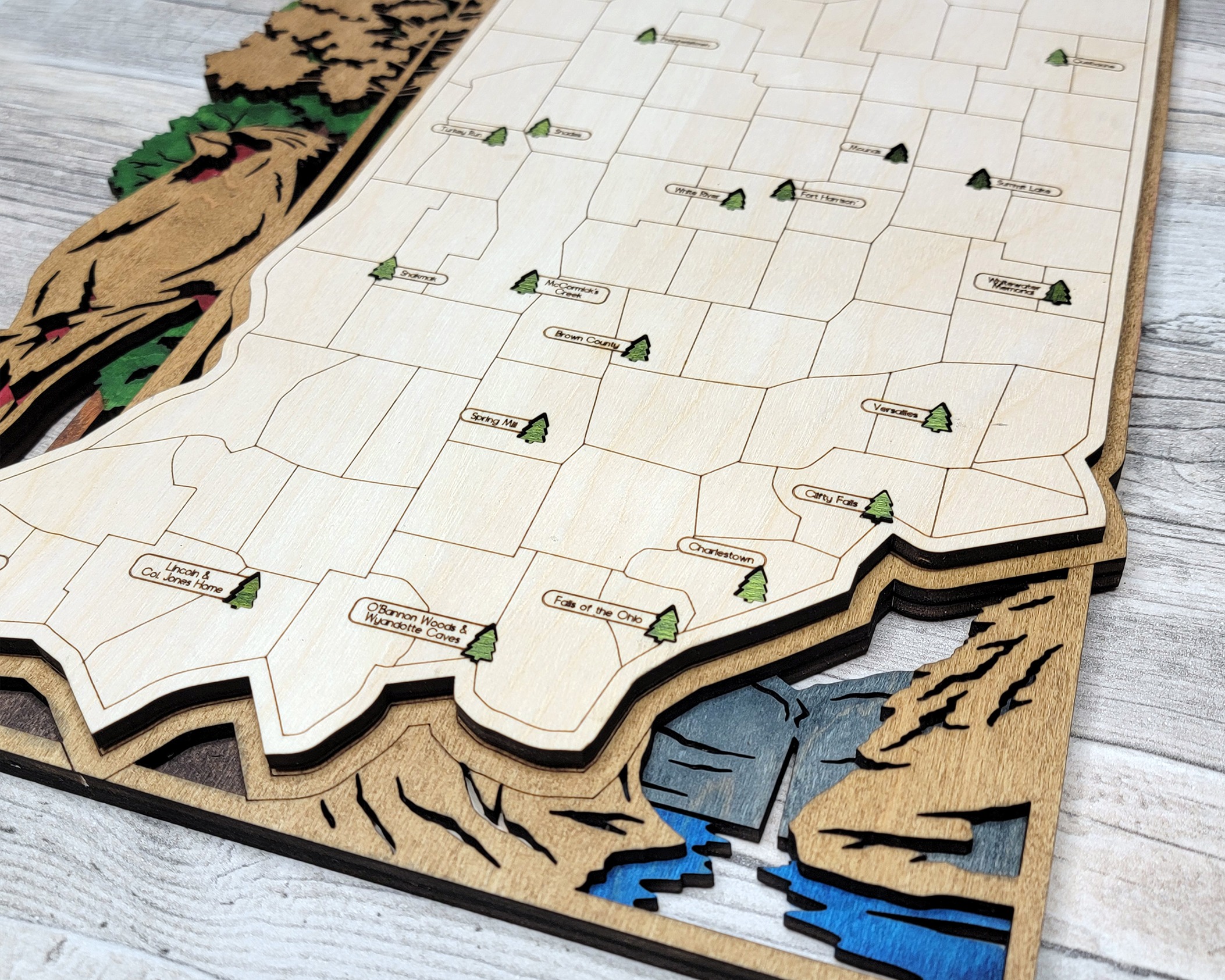 Indiana Custom State Park Travel Map Sign, Natural Wood Sign, Indiana State Parks Travel Map, Personalized Indiana Tracker Map - Image 4