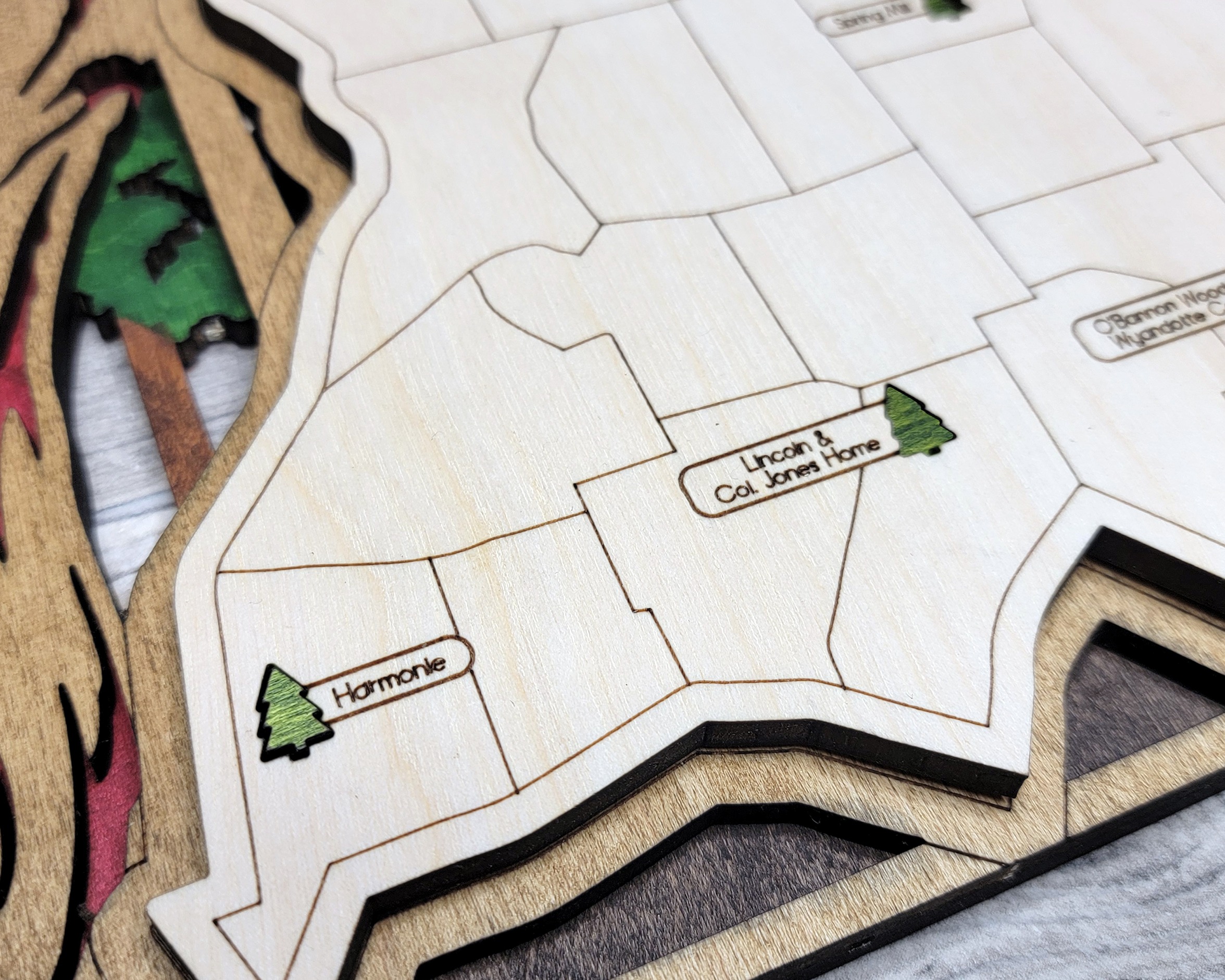 Indiana Custom State Park Travel Map Sign, Natural Wood Sign, Indiana State Parks Travel Map, Personalized Indiana Tracker Map - Image 3