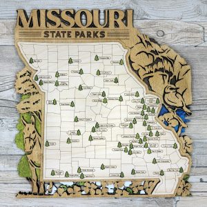 Missouri Custom State Park Travel Map Sign, Natural Wood Sign, Missouri State Parks Travel Map, Personalized Missouri Tracker Map