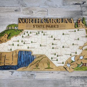 North Carolina Custom State Park Travel Map Sign, Natural Wood Sign, North Carolina State Parks Travel Map, Personalized North Carolina Tracker Map