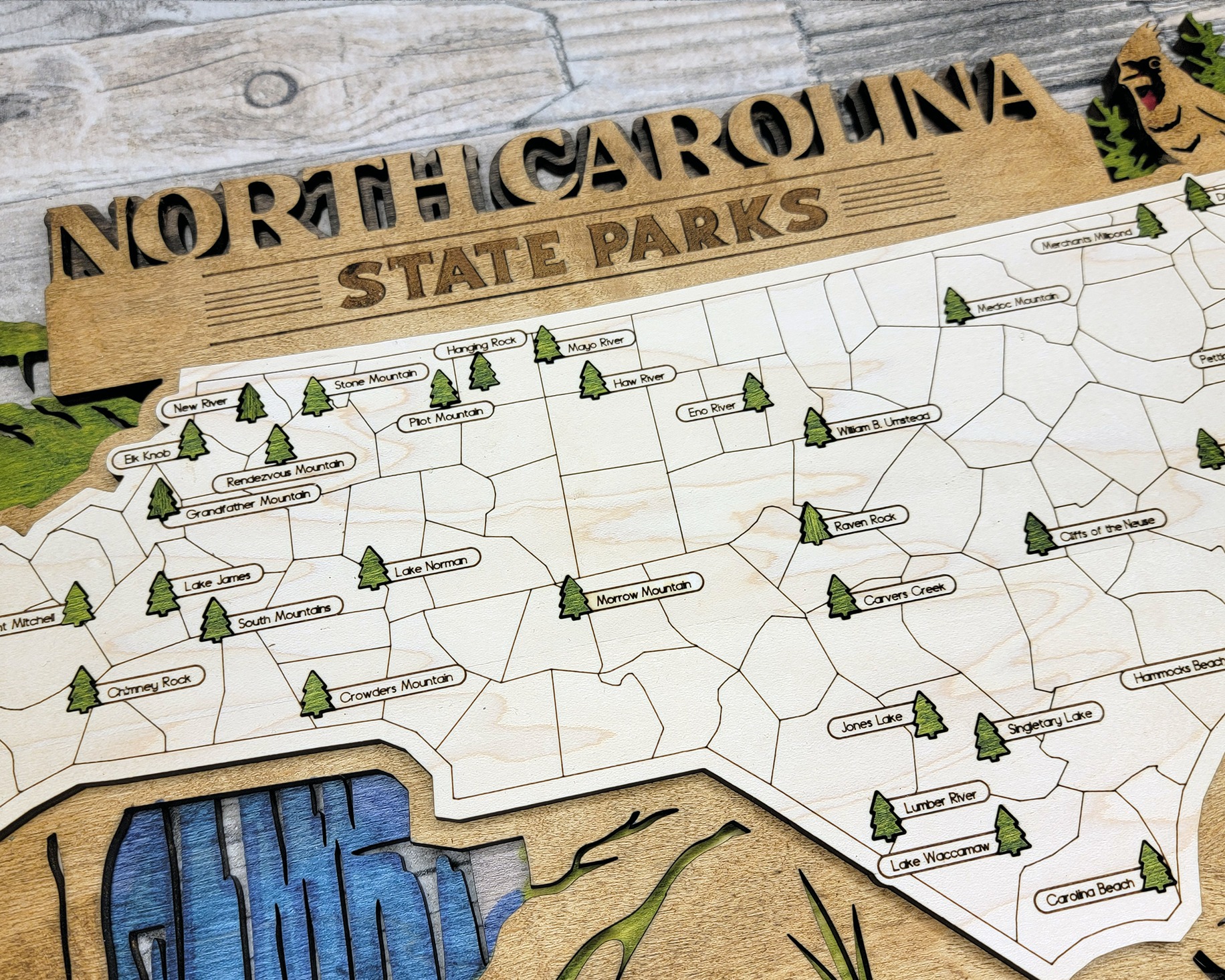 North Carolina Custom State Park Travel Map Sign, Natural Wood Sign, North Carolina State Parks Travel Map, Personalized North Carolina Tracker Map - Image 8