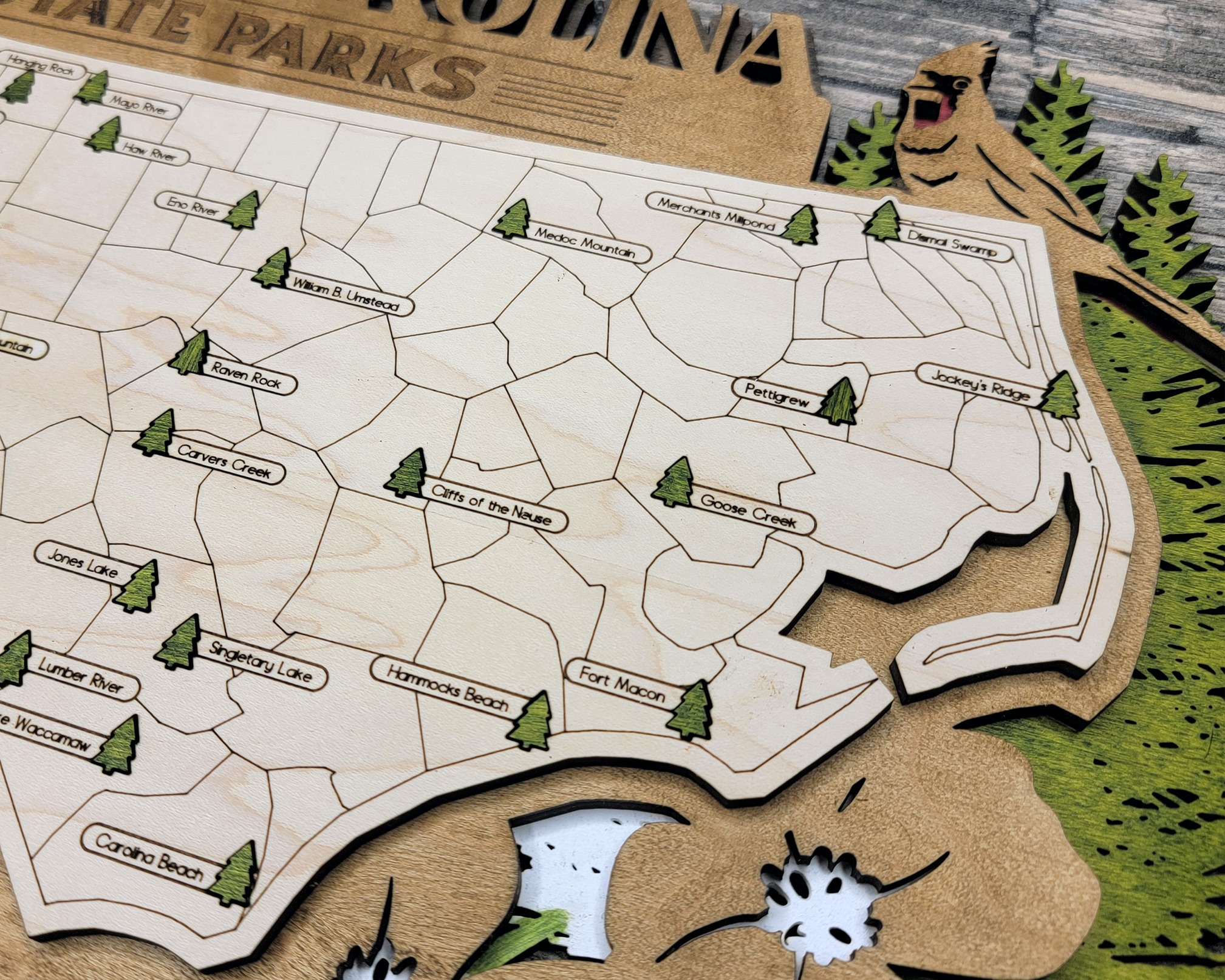 North Carolina Custom State Park Travel Map Sign, Natural Wood Sign, North Carolina State Parks Travel Map, Personalized North Carolina Tracker Map - Image 7
