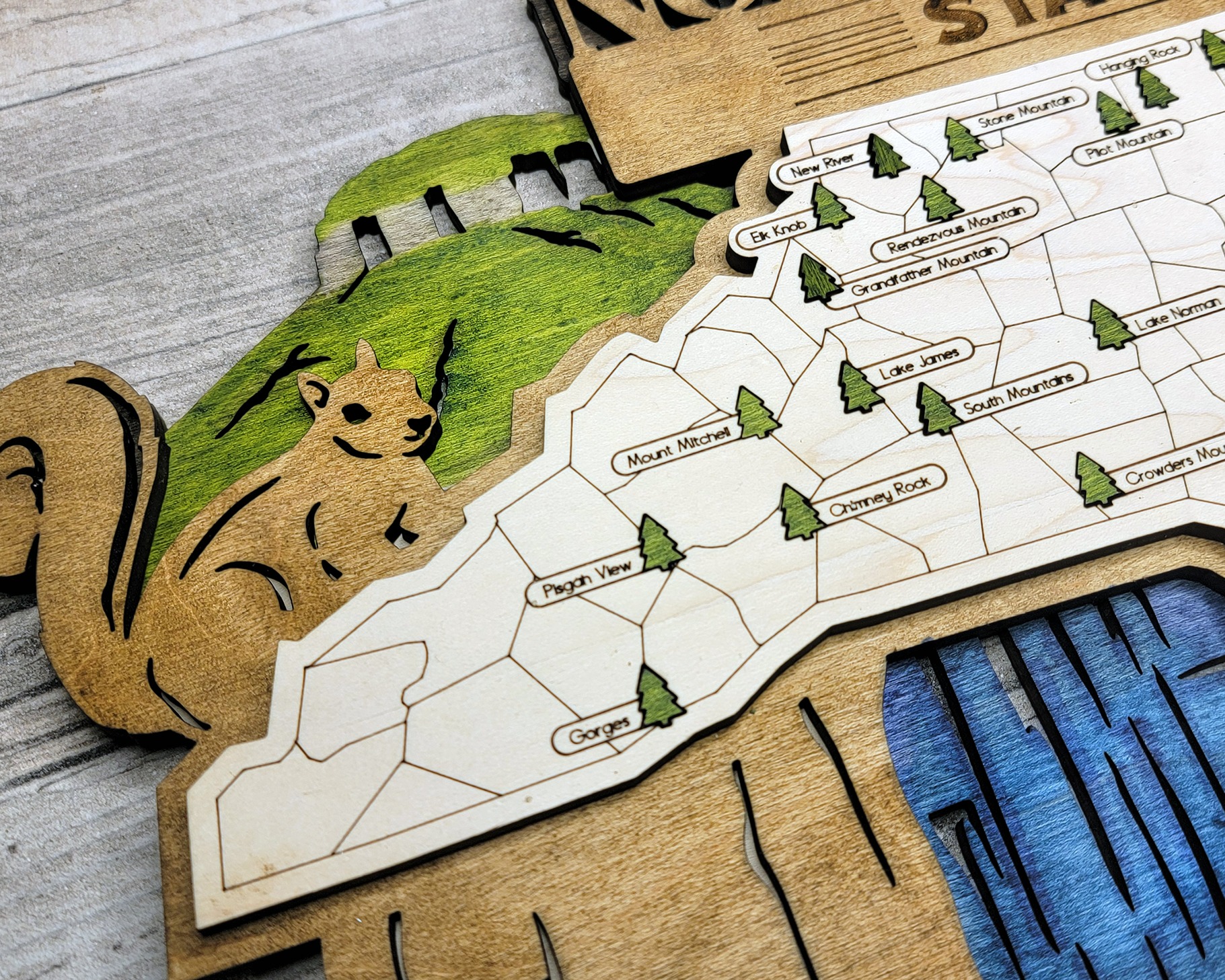 North Carolina Custom State Park Travel Map Sign, Natural Wood Sign, North Carolina State Parks Travel Map, Personalized North Carolina Tracker Map - Image 6