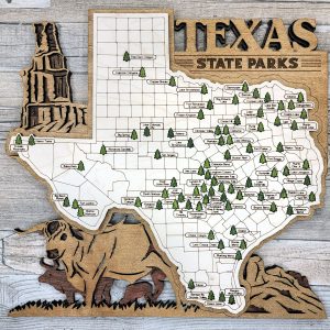 Texas Custom State Park Travel Map Sign, Natural Wood Sign, Texas State Parks Travel Map, Personalized Texas Tracker Map