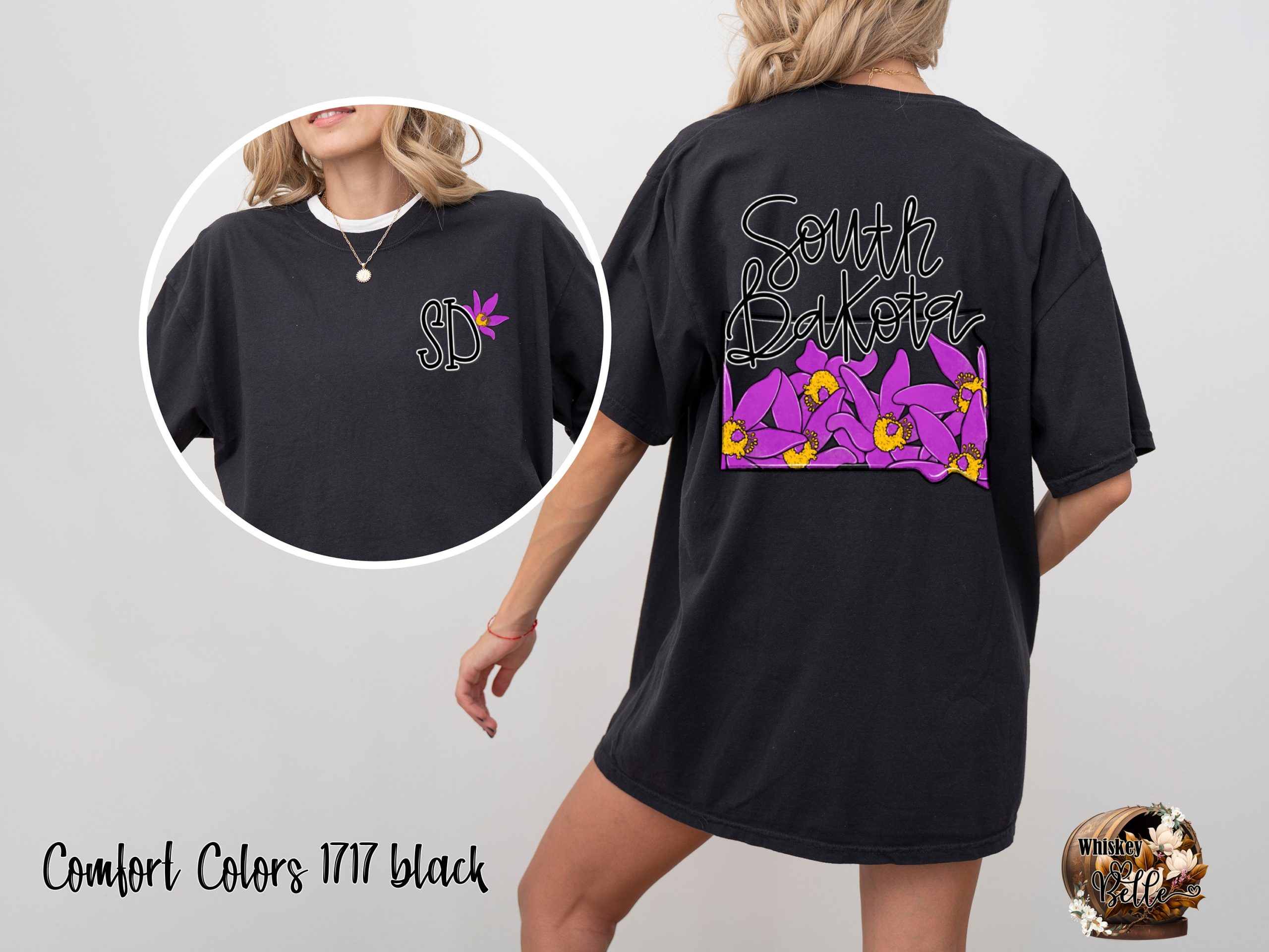 South Dakota T Shirt, SD Flower T-Shirt, State Pride Tee, Floral State Outline Shirt, Purple Flower Shirt, Dakotas Shirt, Trendy Shirt - Image 2