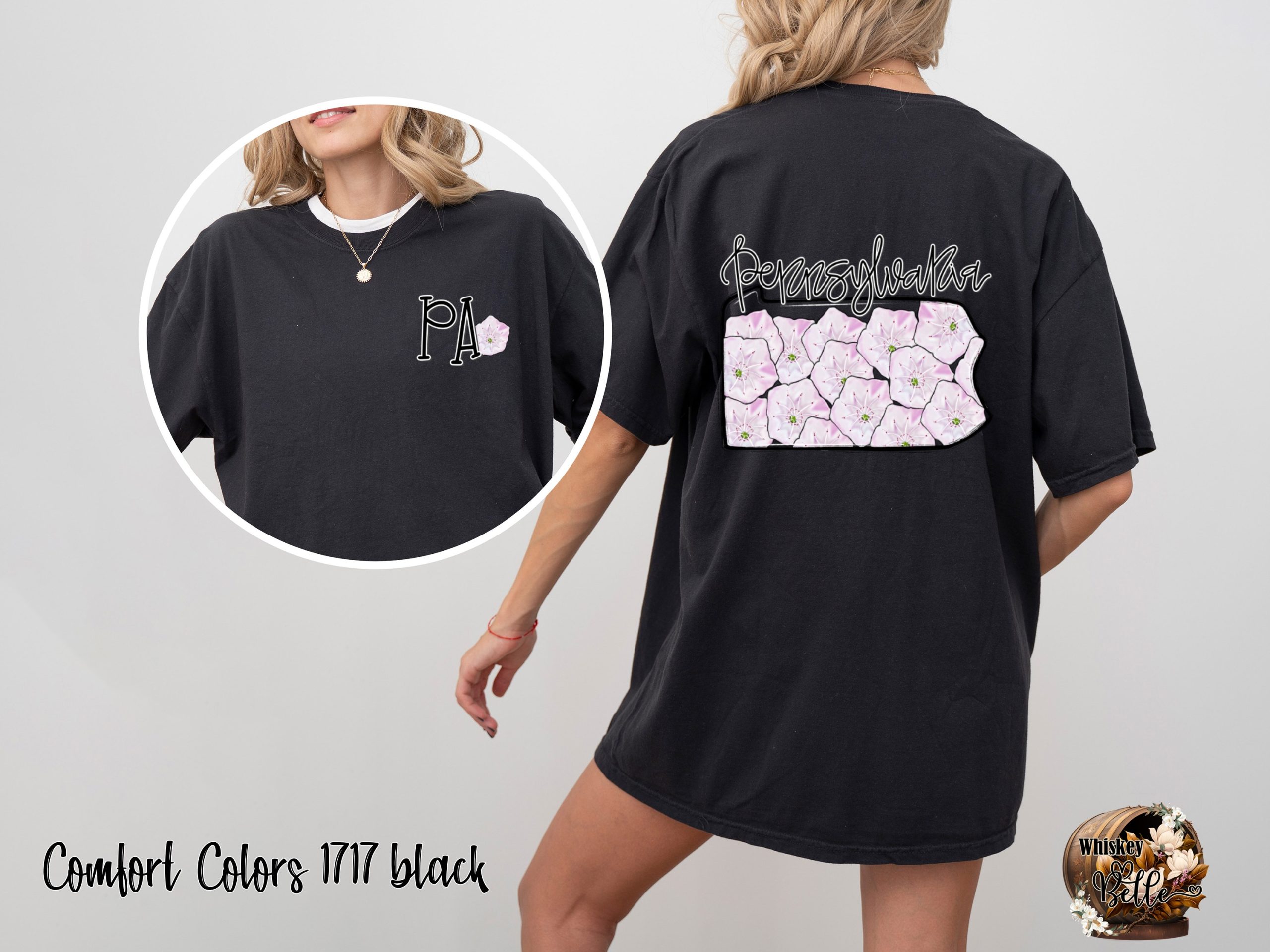 Pennsylvania Laurel T Shirt, PA State Flower Tee, Floral State Pride, Mountain Laurel Gift, Pennsylvania Souvenir, State Map T-Shirt - Image 2