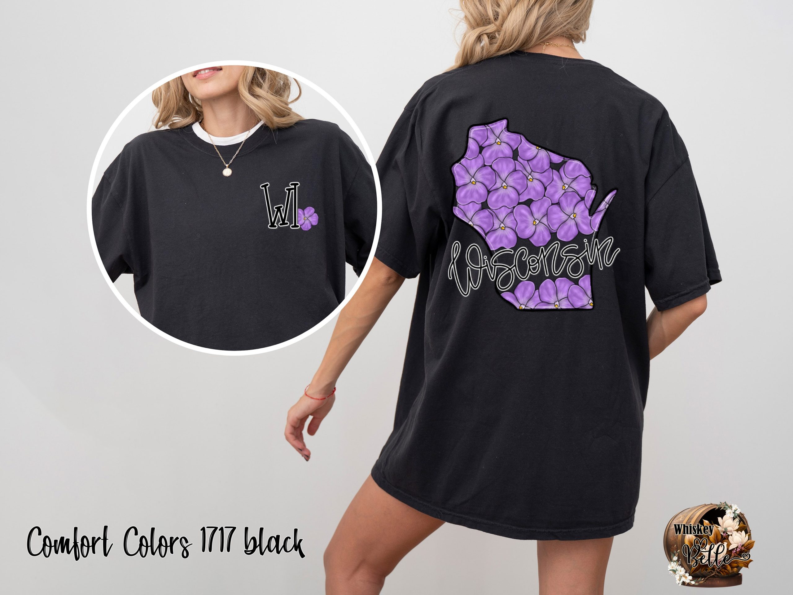 Wisconsin Violet State Flower T-Shirt, Floral WI Tee, Pretty Purple Flower Shirt, Souvenir TShirt, Gift for Wisconsinite, Vacation Tee - Image 2