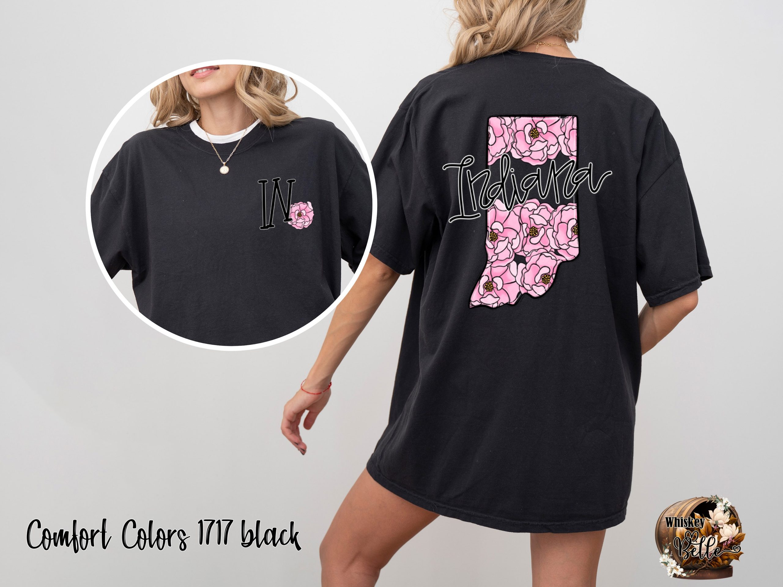 Comfort Colors C1717 Indiana Peony T-Shirt, Floral State Tee, Indiana Flower Shirt, Blooming Indiana Shirt, Indiana Gift, Indiana Souvenir - Image 2