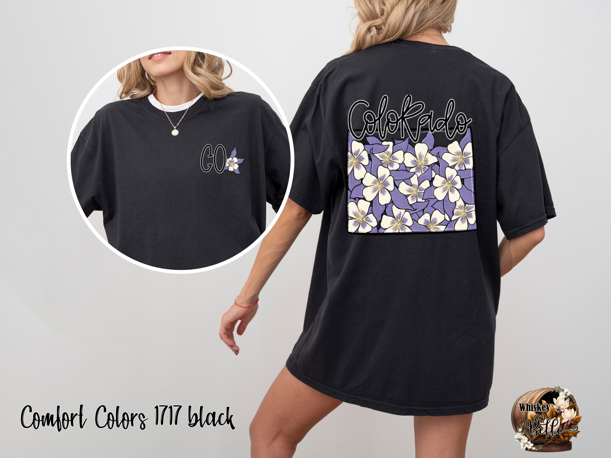 Comfort Colors C1717 Colorado Floral T-Shirt, State Pride Shirt, Rocky Mountain Tee, Flower Graphic Tee, Vacation Souvenir, Unisex Shirt - Image 2