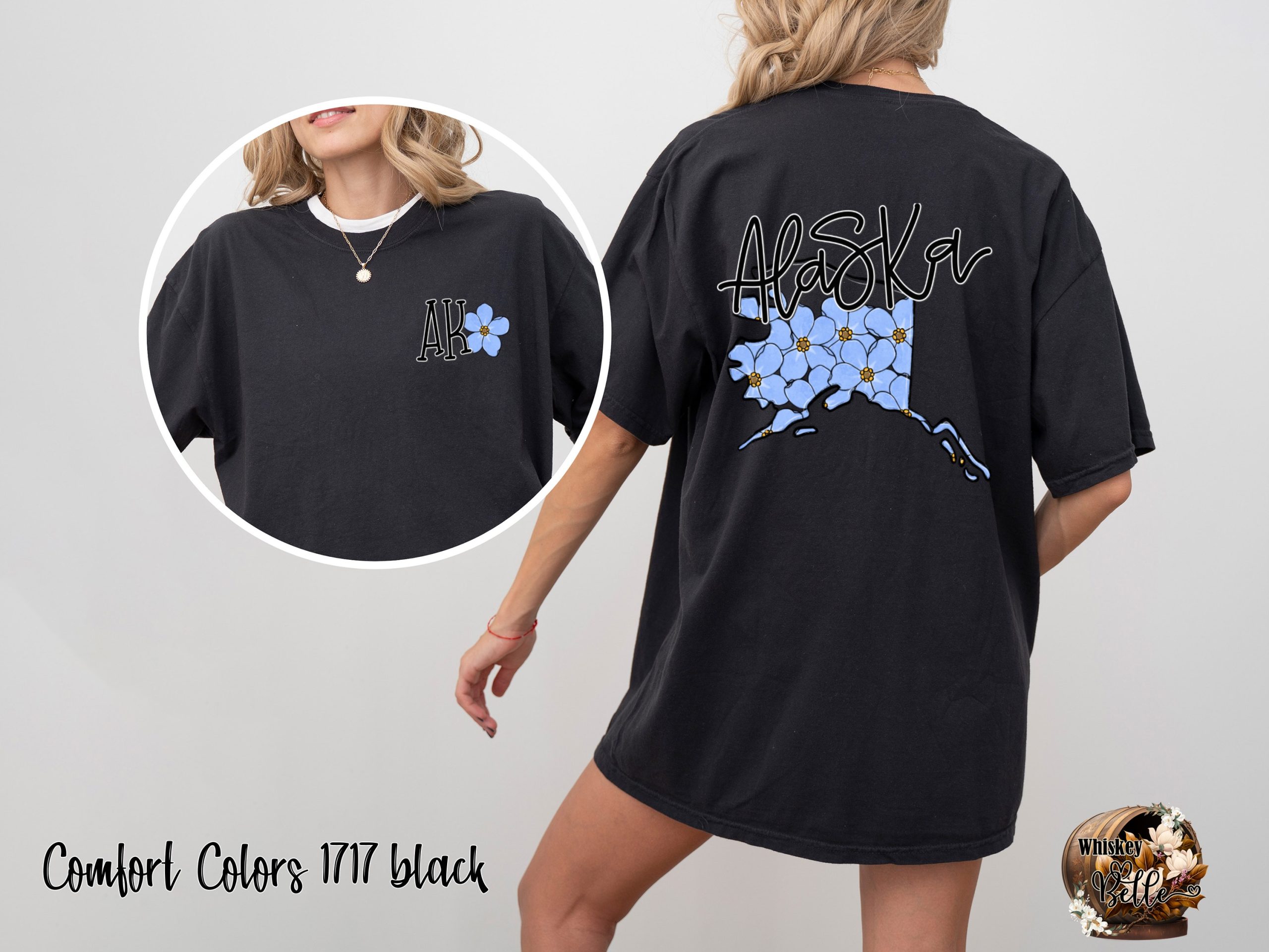 Comfort Colors C1717 Alaska Forget Me Not T-Shirt, AK Floral Shirt, Alaska State Flower Tee, Travel Souvenir Shirt, Gift For Alaskan, AK - Image 2