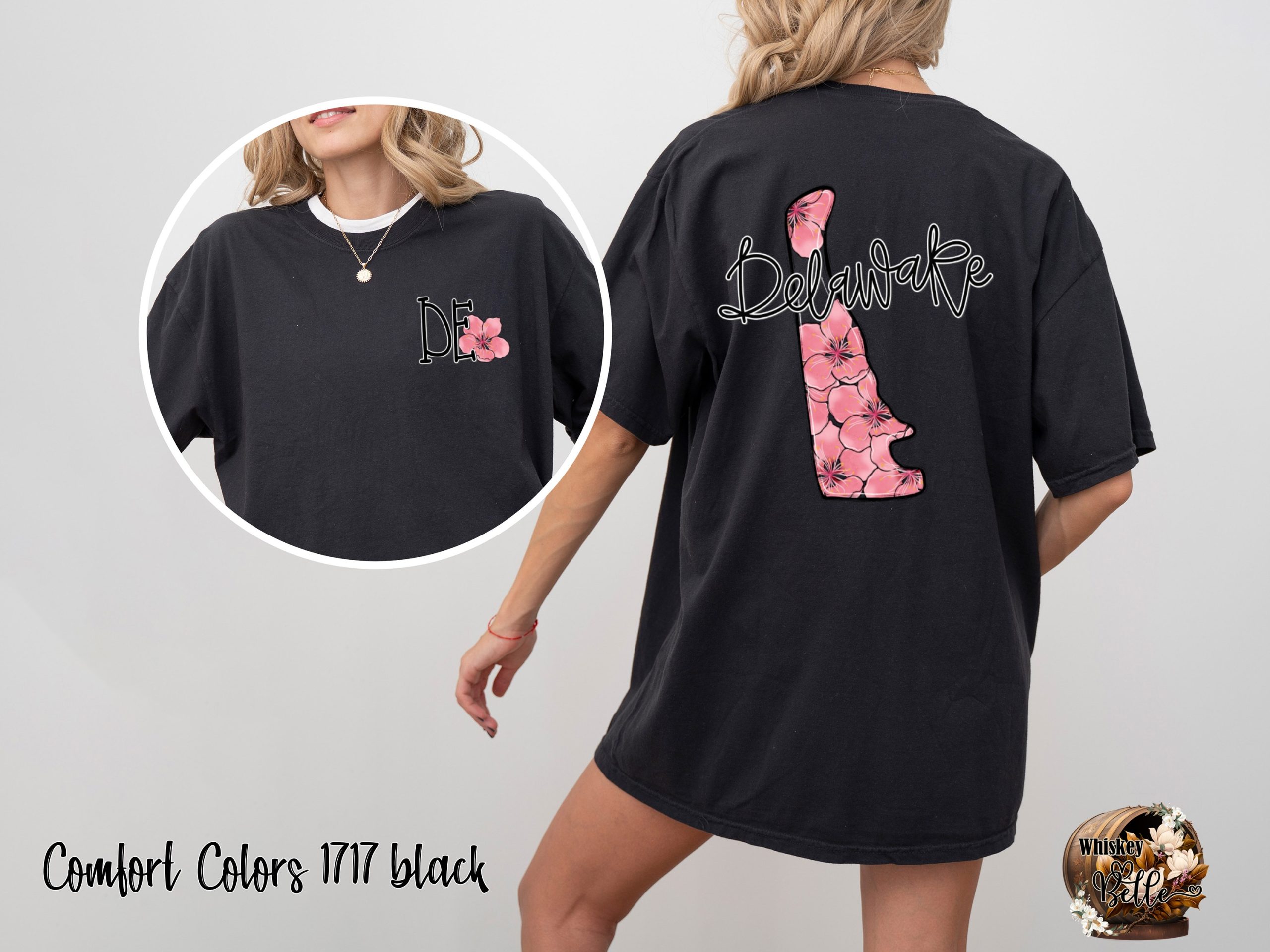 Comfort Colors C1717 Delaware T Shirt, State Flower Peach Blossom Tee, DE Vacation Souvenir Shirt, Delaware Gift Idea, Floral State T-Shirt - Image 2