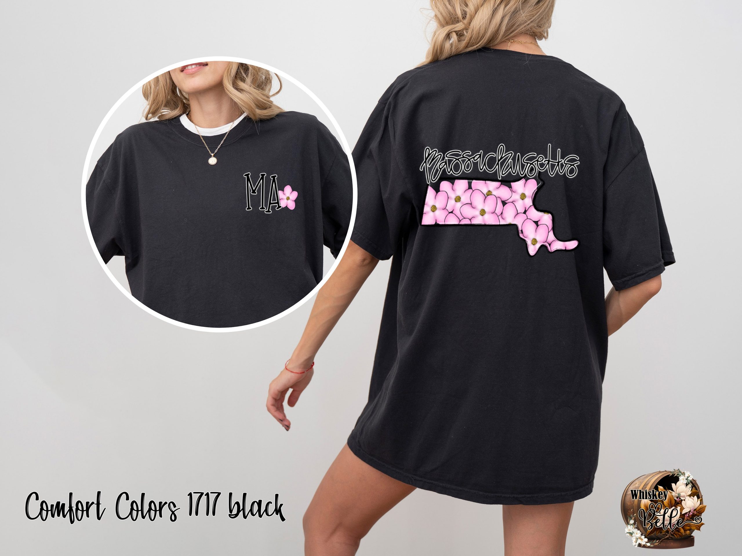 Comfort Colors C1717 Massachusetts State Flower T-Shirt, MA Pride Tee, Dogwood Blossom Graphic Tee, Gift for Massachusetts Native, State - Image 2