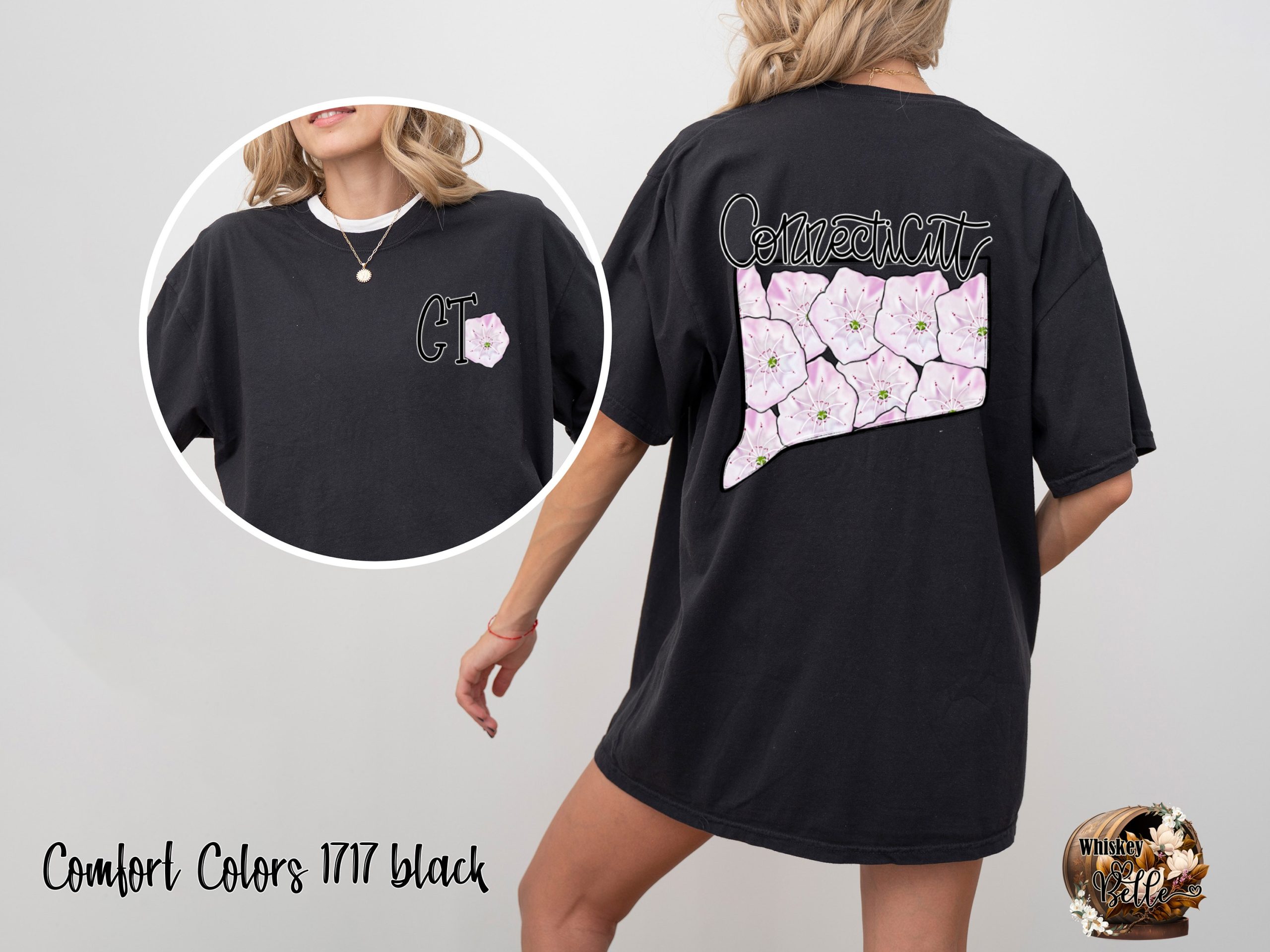 Comfort Colors C1717 Connecticut Mountain Laurel T-Shirt, CT State Flower Tee, State Pride Gift, Floral Design Shirt, Connecticut Souvenir - Image 2