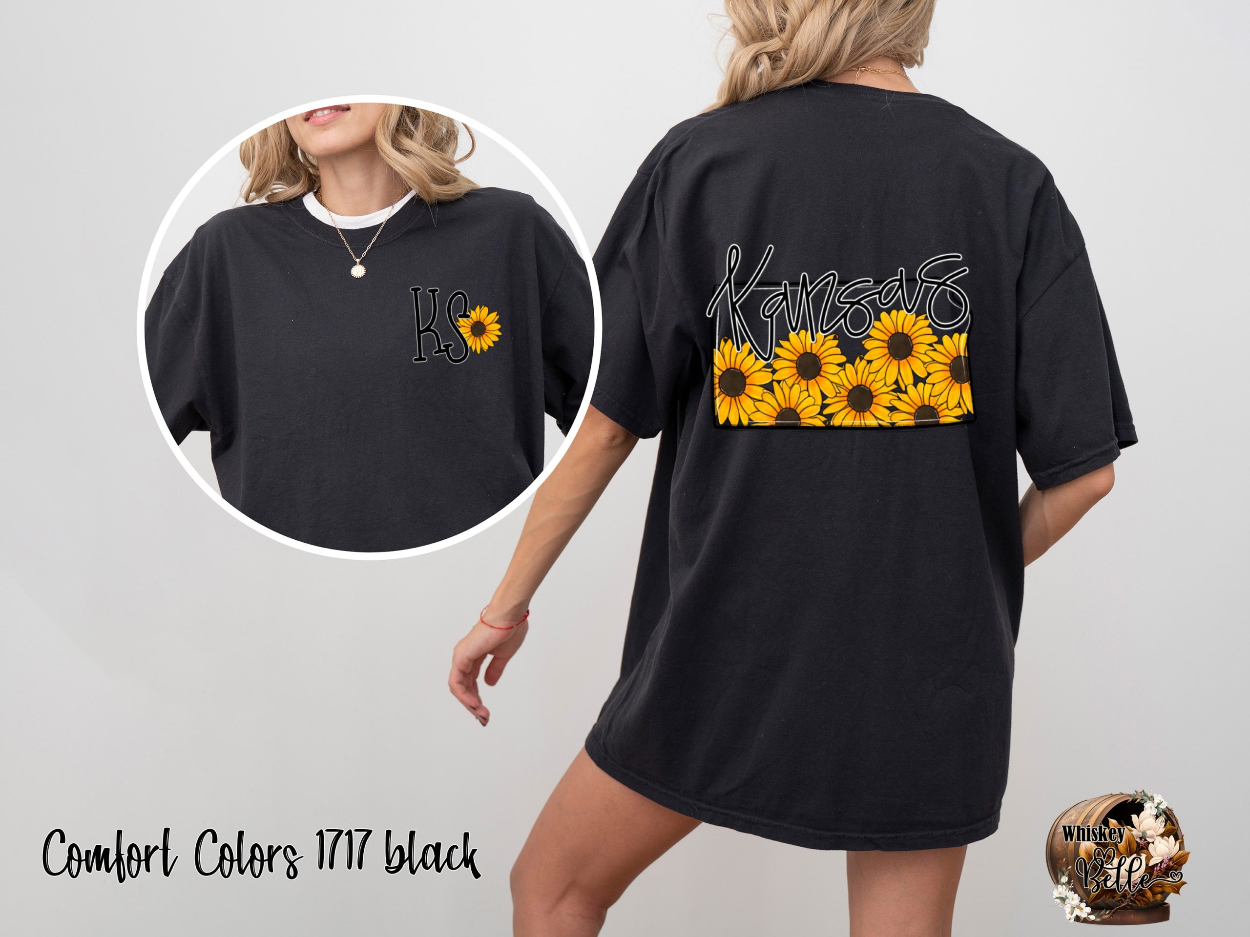 Comfort Colors C1717 Kansas Sunflower T-Shirt, State Pride Tee, Floral KS Shirt, Kansas Lover Gift, Sunflower Graphic Tee, Trendy Summer - Image 2