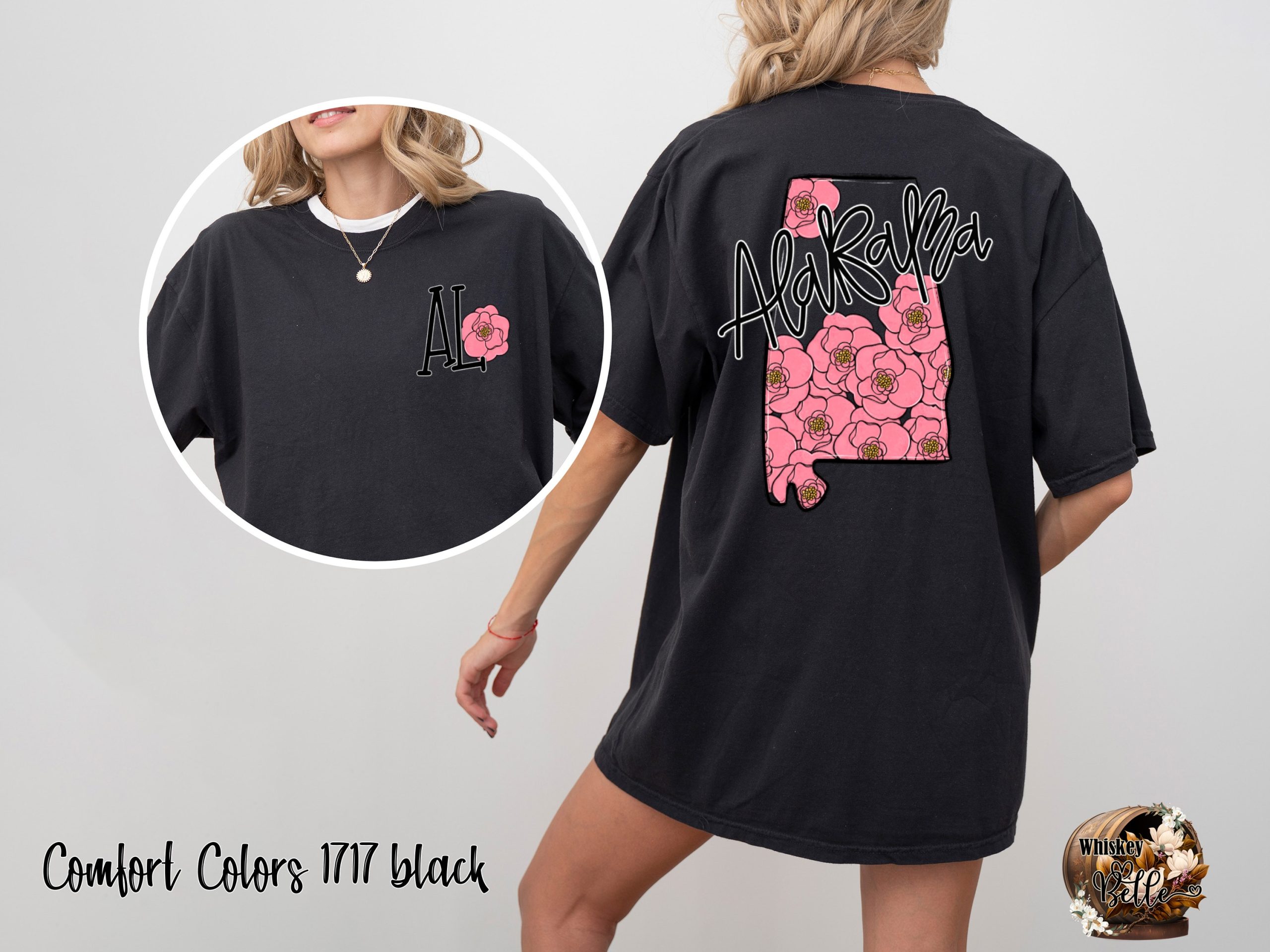 Comfort Colors C1717 Alabama Flowers T Shirt, Southern State Pride Tee, Floral State Outline Shirt, University Apparel, Crimson Tide, Roll - Image 2