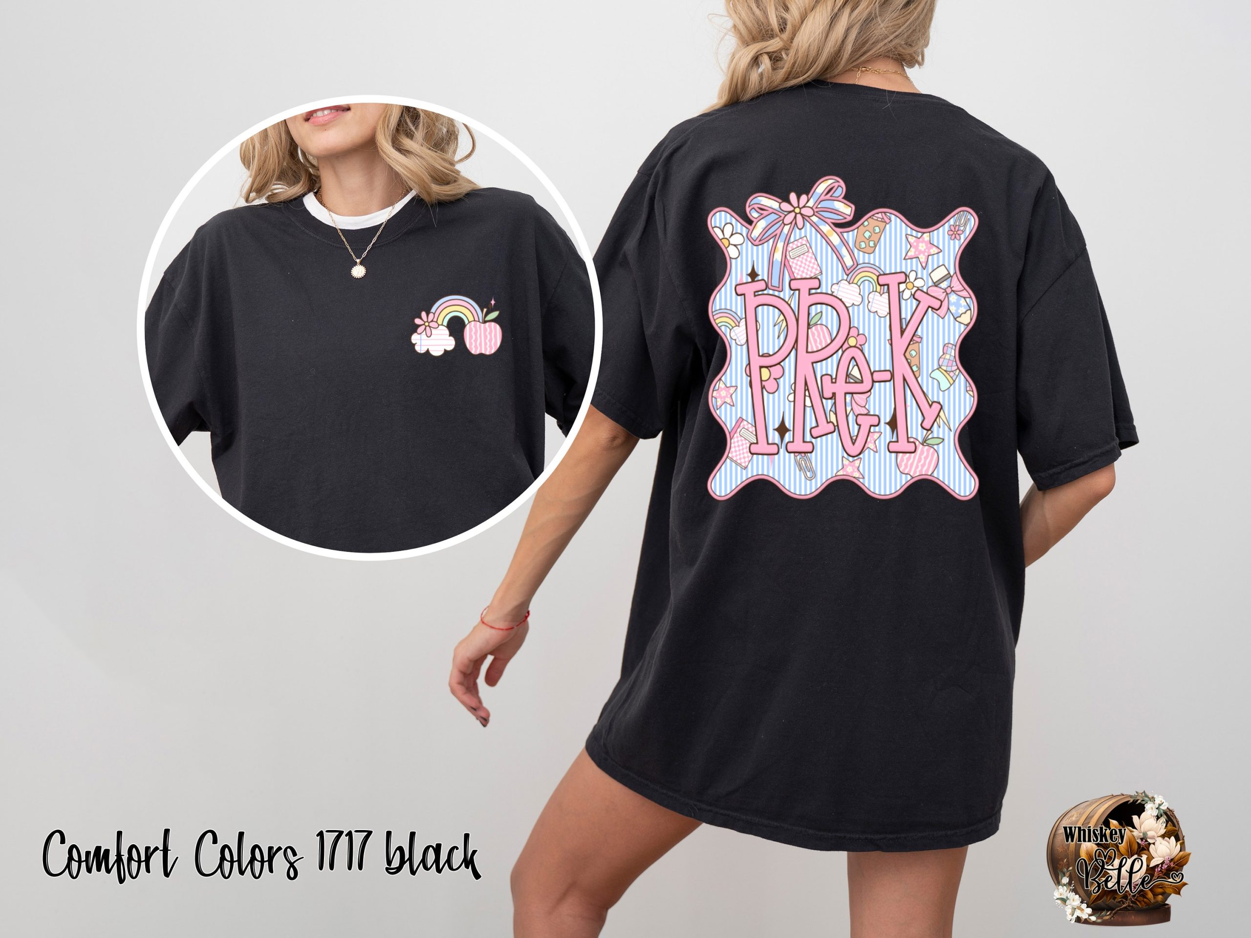 Comfort Colors Pre K T Shirt, Cute Teacher Shirt, Rainbow Apple T-Shirt, Elementary School Tee, Back to School Shirt, Teacher Appreciation
