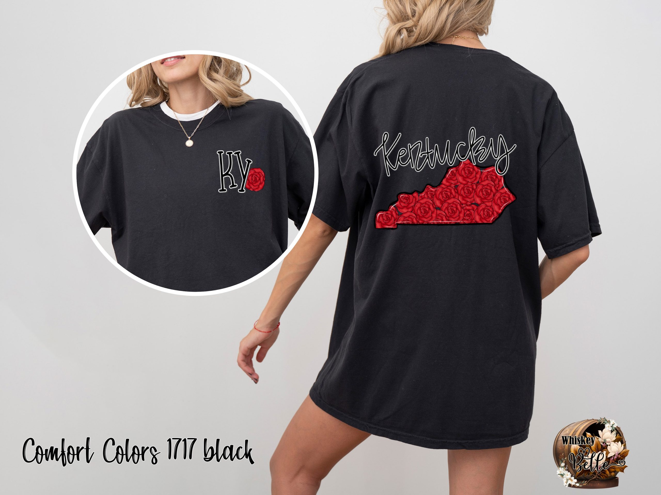 Kentucky Rose T-Shirt, Floral State Pride Tee, KY State Flower Shirt, Souvenir Tee, Gift for Kentucky Lover, Kentucky Map T Shirt - Image 2