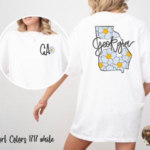 Comfort Colors C1717 Georgia State Flower T-Shirt, GA Tee, Cute Floral Shirt, Southern State Pride Shirt, College Shirt, Oversized Tee