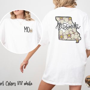 Comfort Colors C1717 Missouri Floral T-Shirt, State Pride Tee, Flower Design, MO Initial Shirt, Gift for Her, Souvenir Shirt, Travel Tee