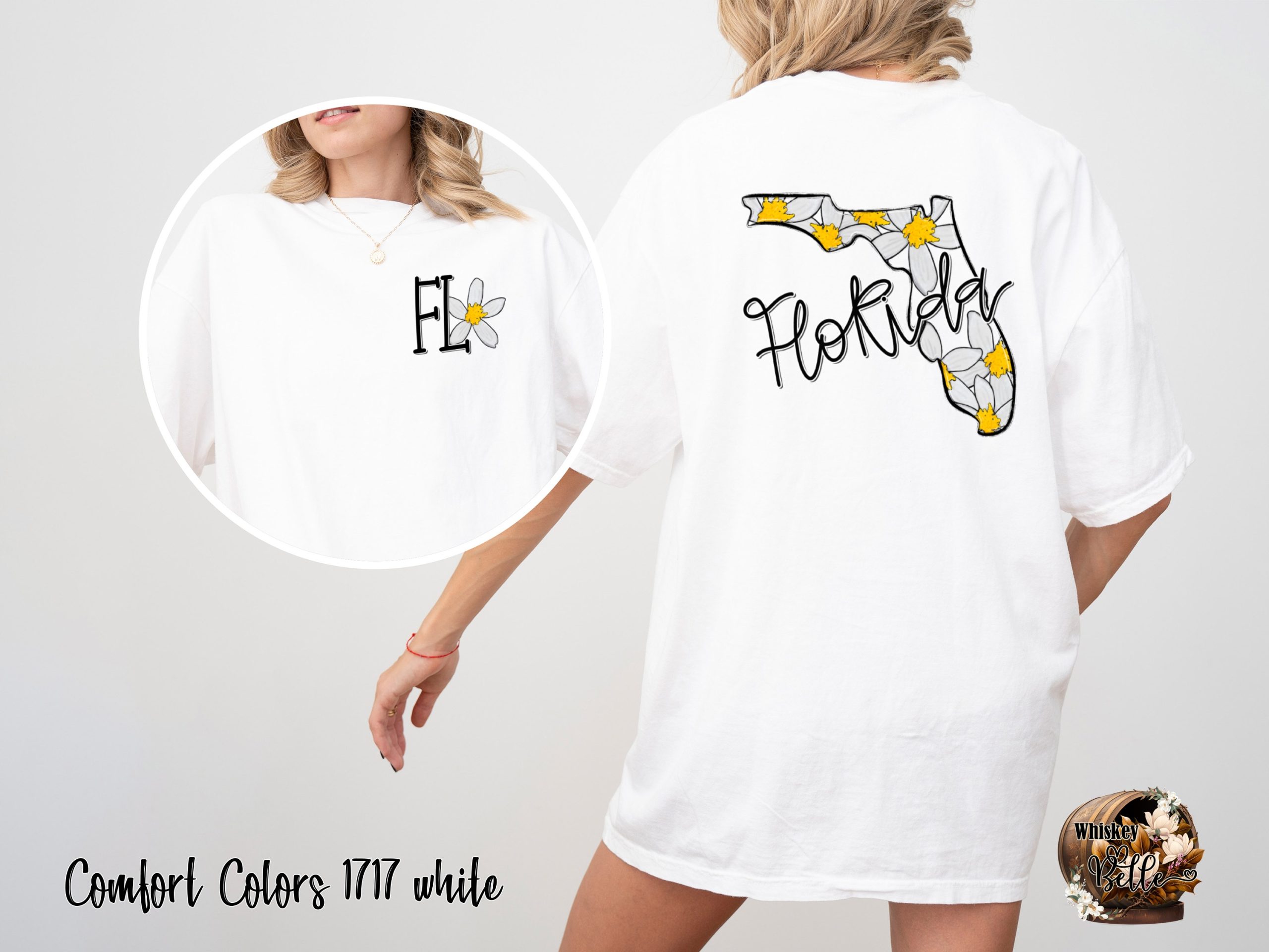 Comfort Colors C1717 Florida Flower T-Shirt, State Pride Tee, Floral FL, Sunshine State Shirt, Trendy Graphic Tee, Gift for Floridian, Black