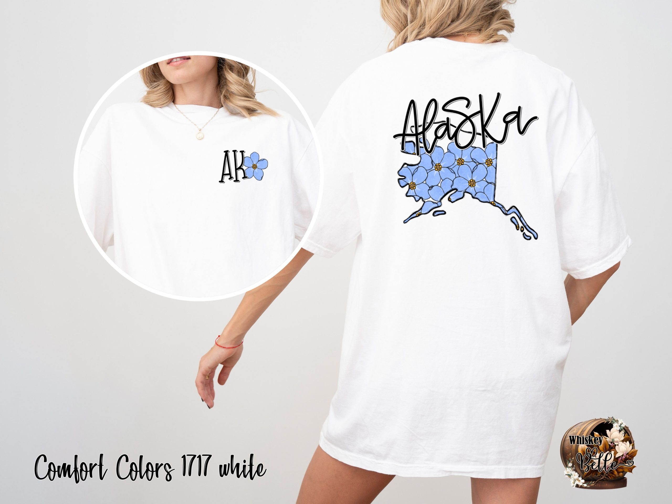 Comfort Colors C1717 Alaska Forget Me Not T-Shirt, AK Floral Shirt, Alaska State Flower Tee, Travel Souvenir Shirt, Gift For Alaskan, AK