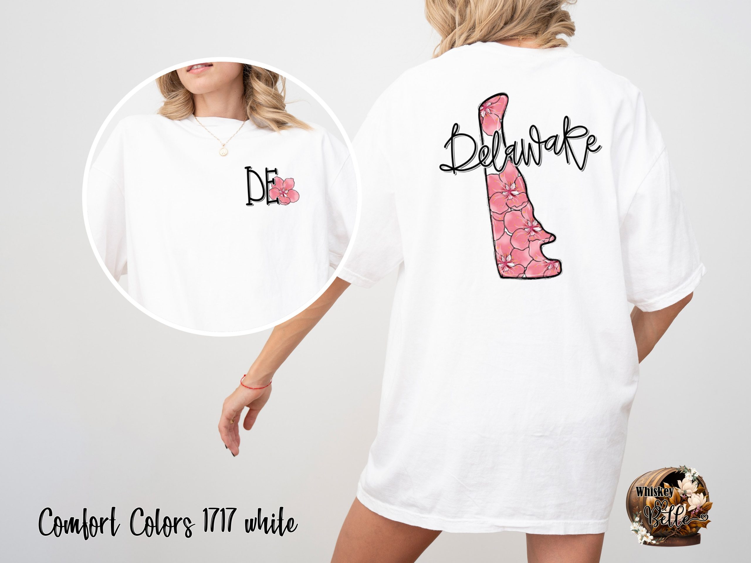 Comfort Colors C1717 Delaware T Shirt, State Flower Peach Blossom Tee, DE Vacation Souvenir Shirt, Delaware Gift Idea, Floral State T-Shirt