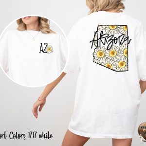 Comfort Colors C1717 Arizona T-Shirt, Floral AZ Shirt, Daisy Graphic Tee, State Pride Shirt, USA Travel Shirt, Gift For Her, Comfy T Shirt