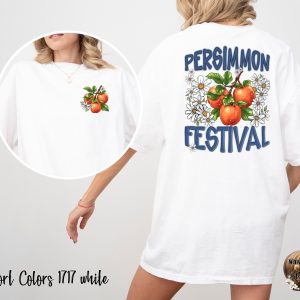 Comfort Colors 1717 Persimmon Festival T-Shirt, Fall Harvest Tee, Floral Fruit Shirt, Autumn Graphic Tee, Trendy Back Print Shirt
