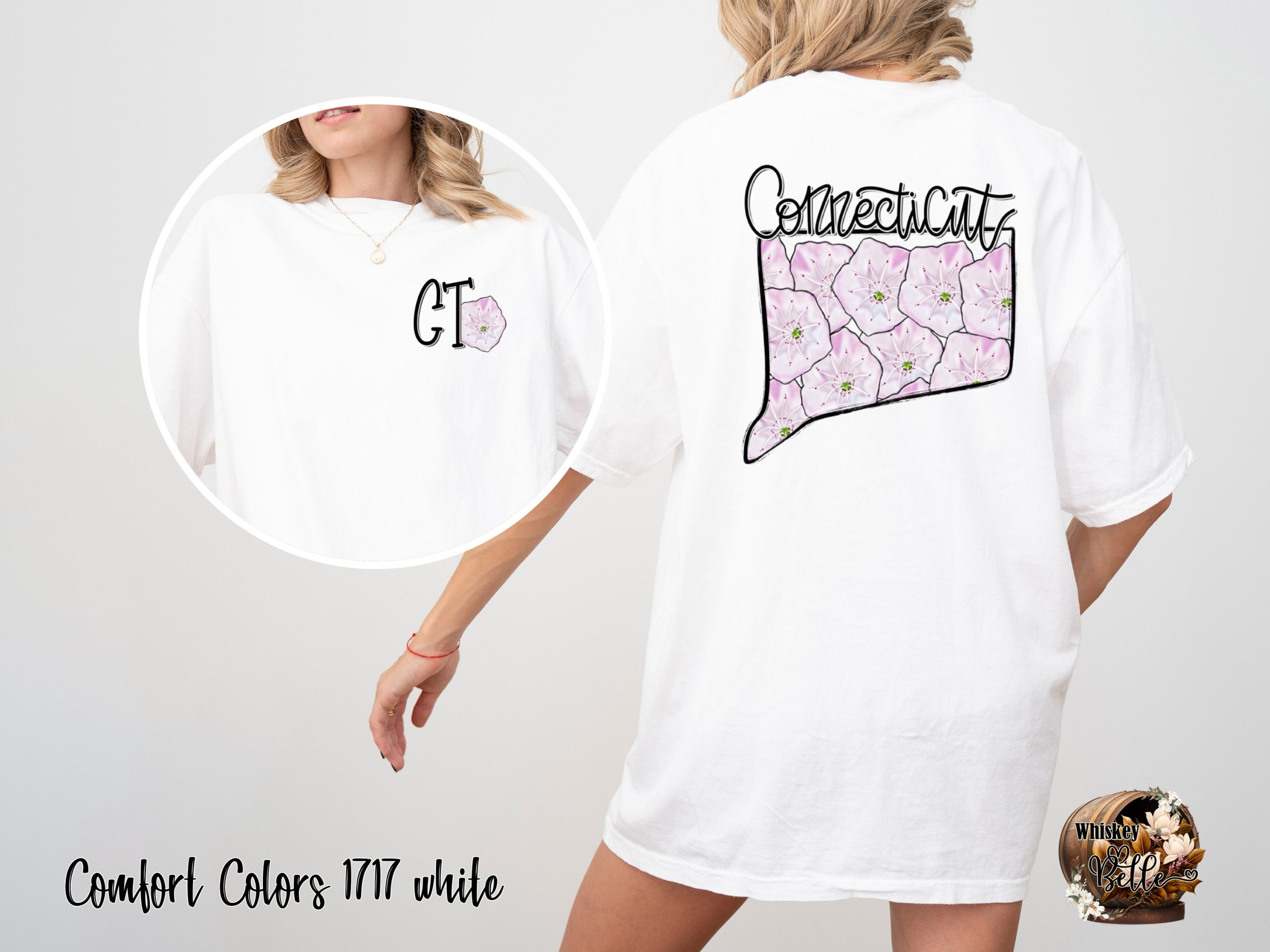 Comfort Colors C1717 Connecticut Mountain Laurel T-Shirt, CT State Flower Tee, State Pride Gift, Floral Design Shirt, Connecticut Souvenir